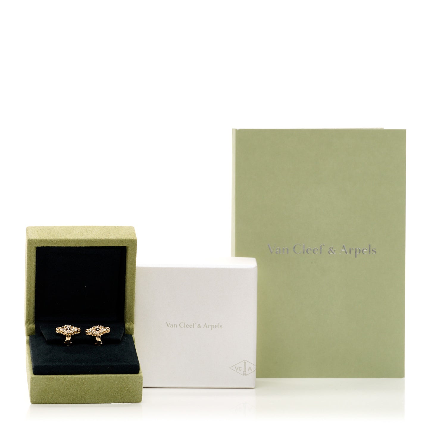 18K Yellow Gold Diamond Vintage Alhambra Earrings