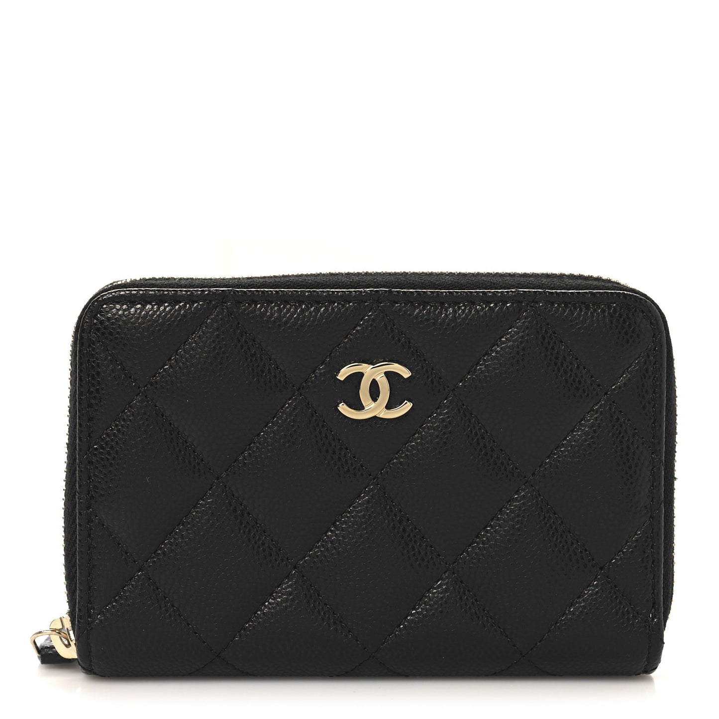 Caviar Quilted Zip Coin Purse Black