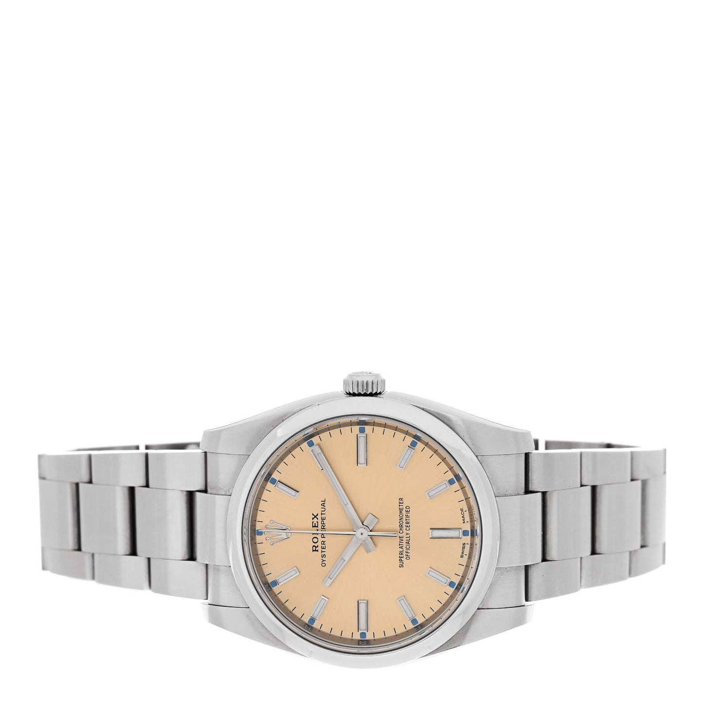 Stainless Steel 34mm Oyster Perpetual Watch Champagne 114200
