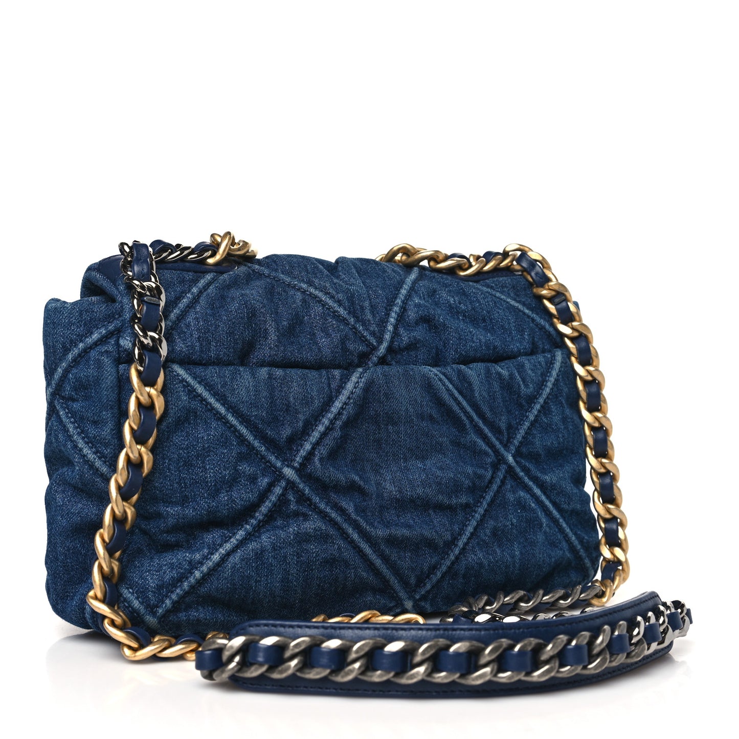 Denim Quilted Medium Chanel 19 Flap Blue