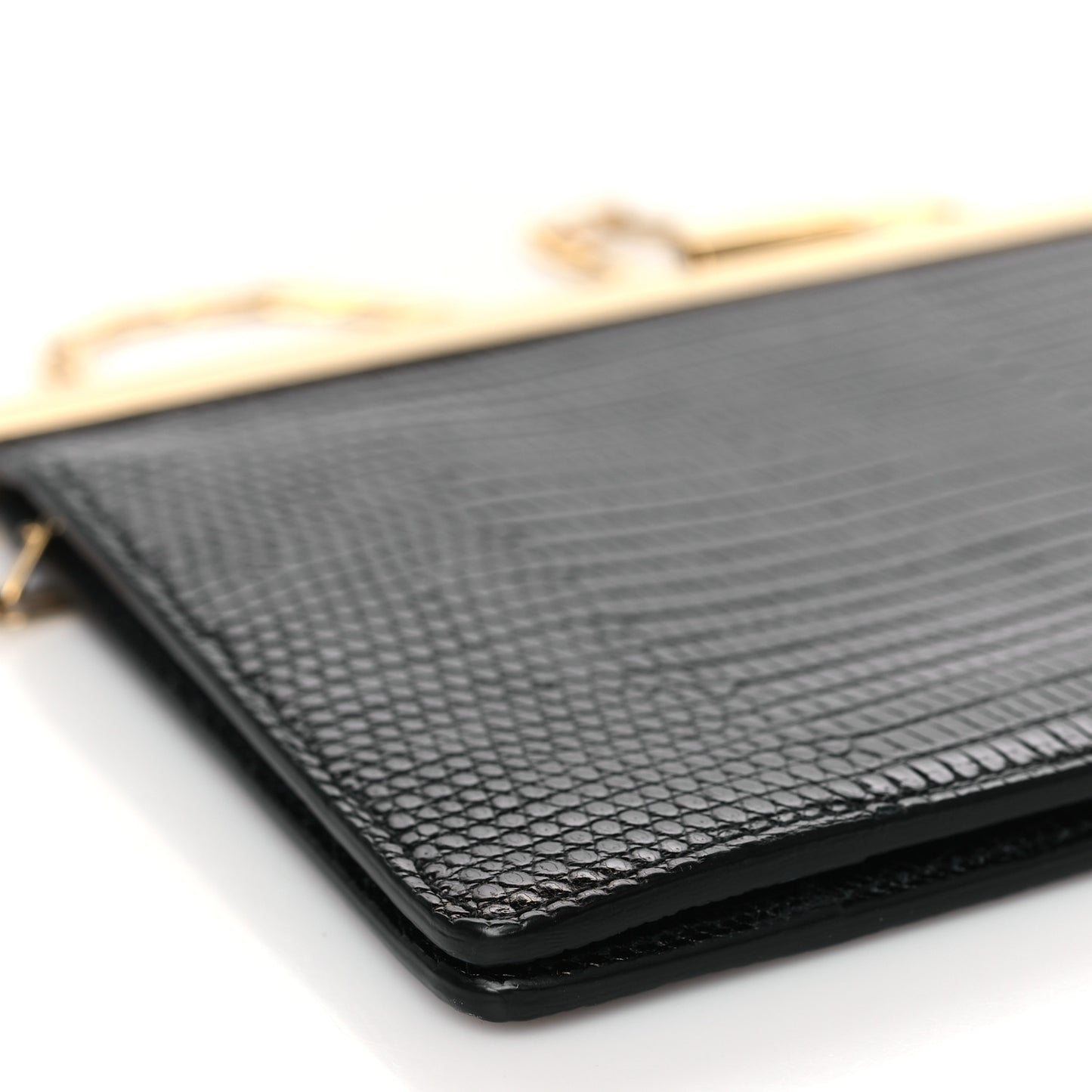 Lizard Mini Clasp Clutch Bag Black