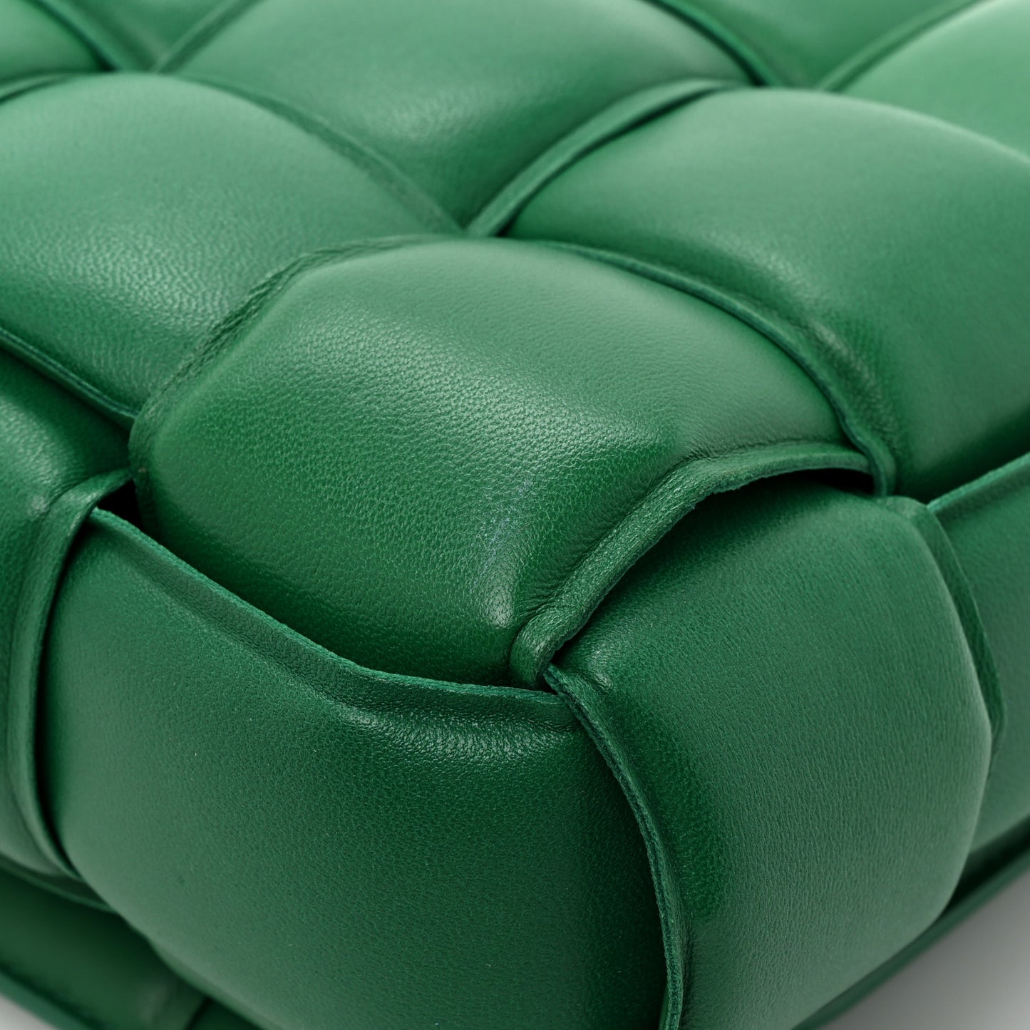 Lambskin Maxi Intreccio Padded Chain Cassette Crossbody Bag Racing Green