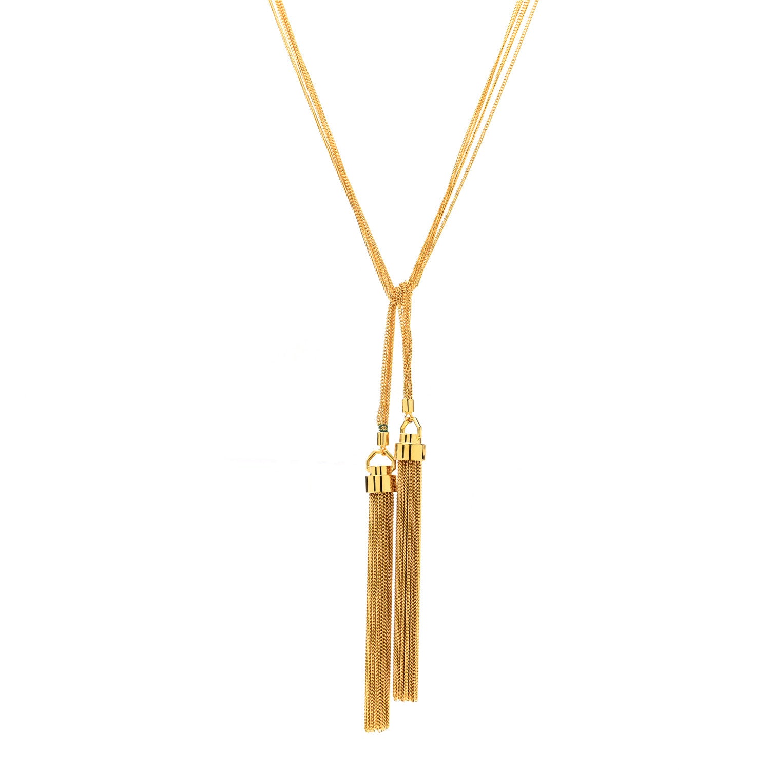 Saint Laurent Brass Double Tassel Necklace Gold 1186047 – FASHIONPHILE