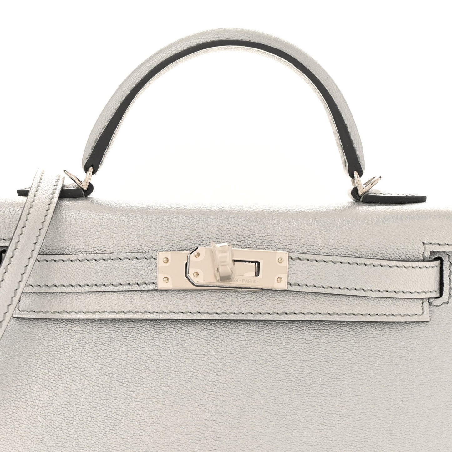 Metallic Chevre Chamkilight Mini Kelly Sellier 20 Argent