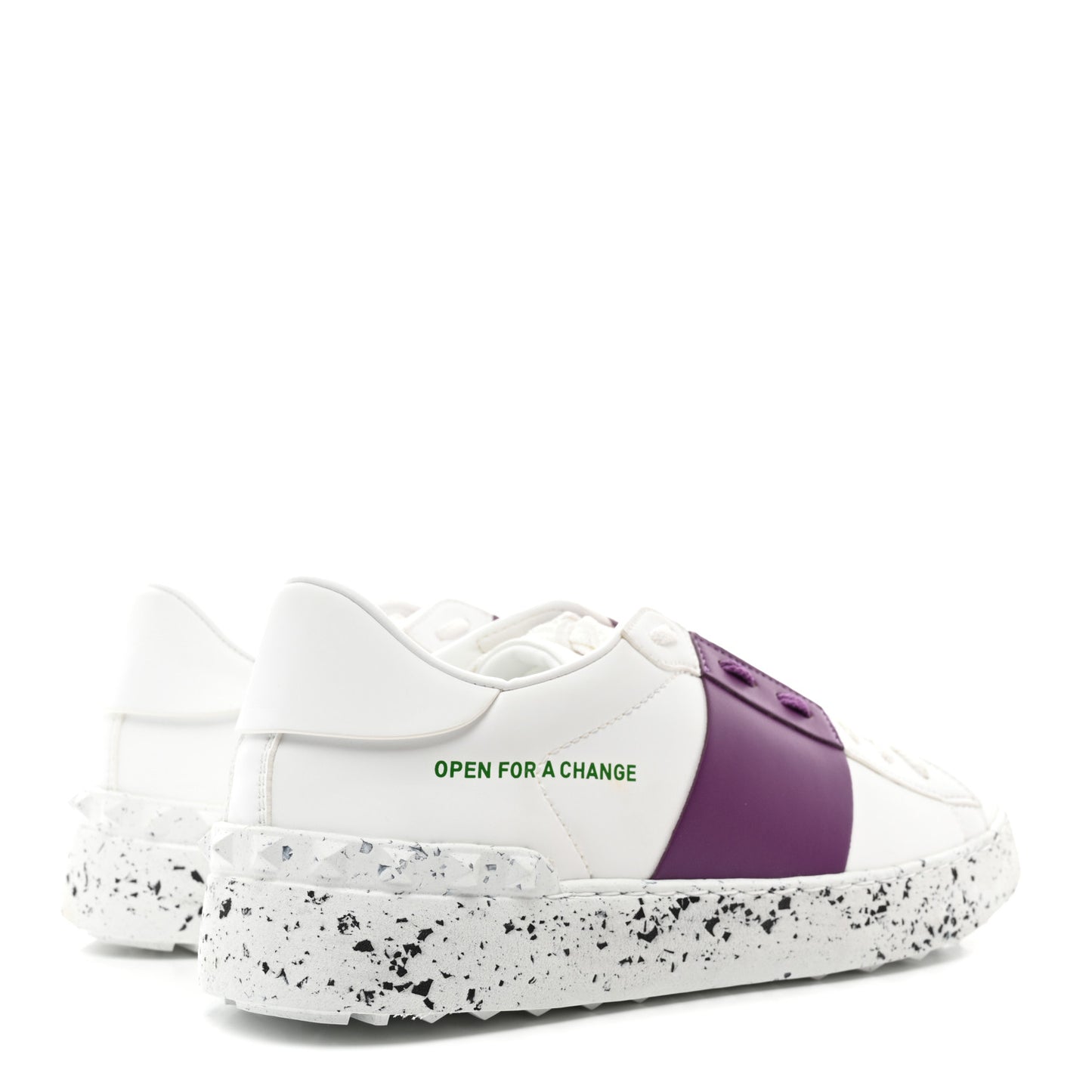 Vegan Leather Womens Rockstud Open for a Change Sneakers 39 White Sunset Purple