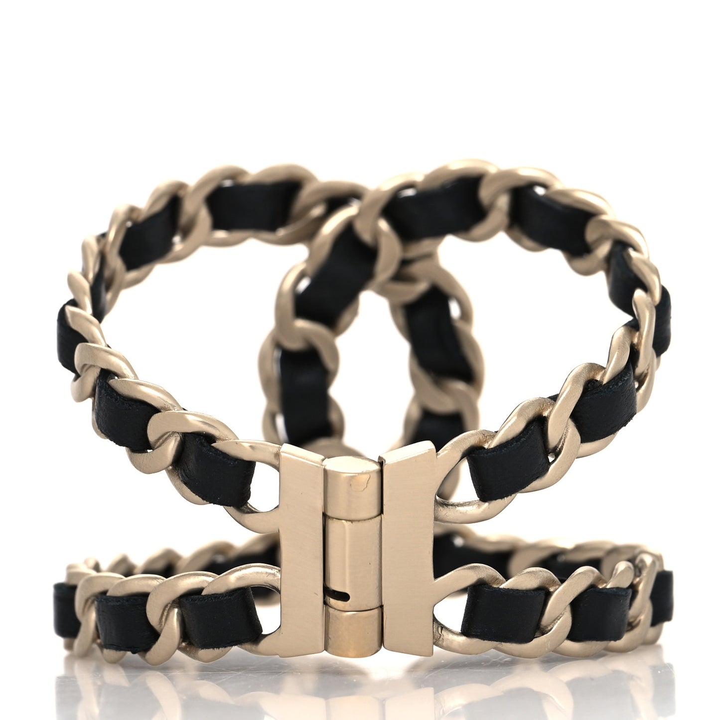 Lambskin Chain CC Cuff Black Gold