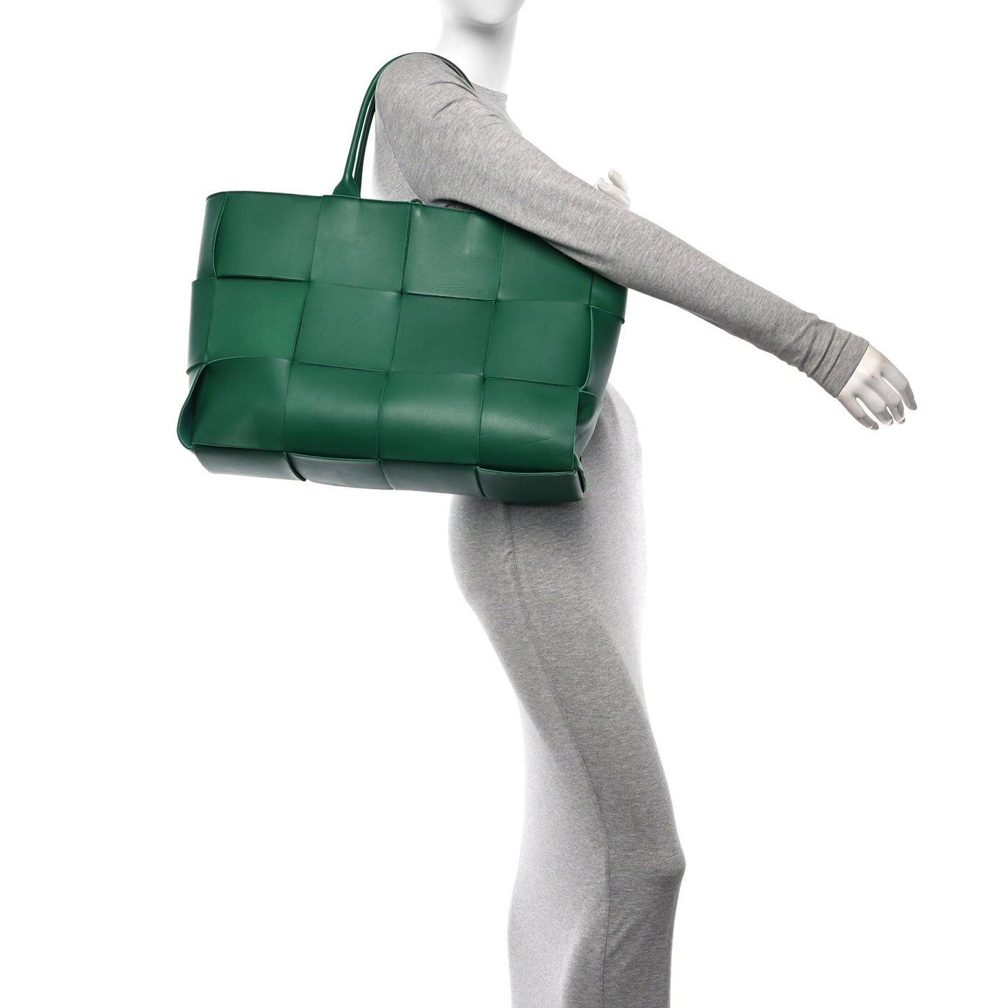 Nappa Maxi Intrecciato Large Arco Tote Green