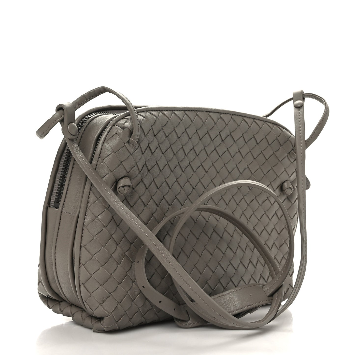 Nappa Intrecciato Nodini Crossbody Messenger Light Grey