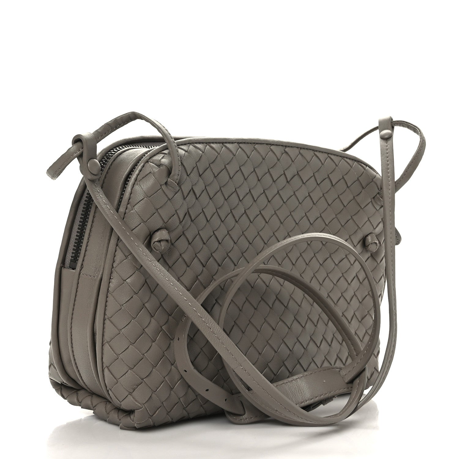 Bottega Veneta Nappa Intrecciato Nodini Crossbody Messenger Light Grey 2 of 8