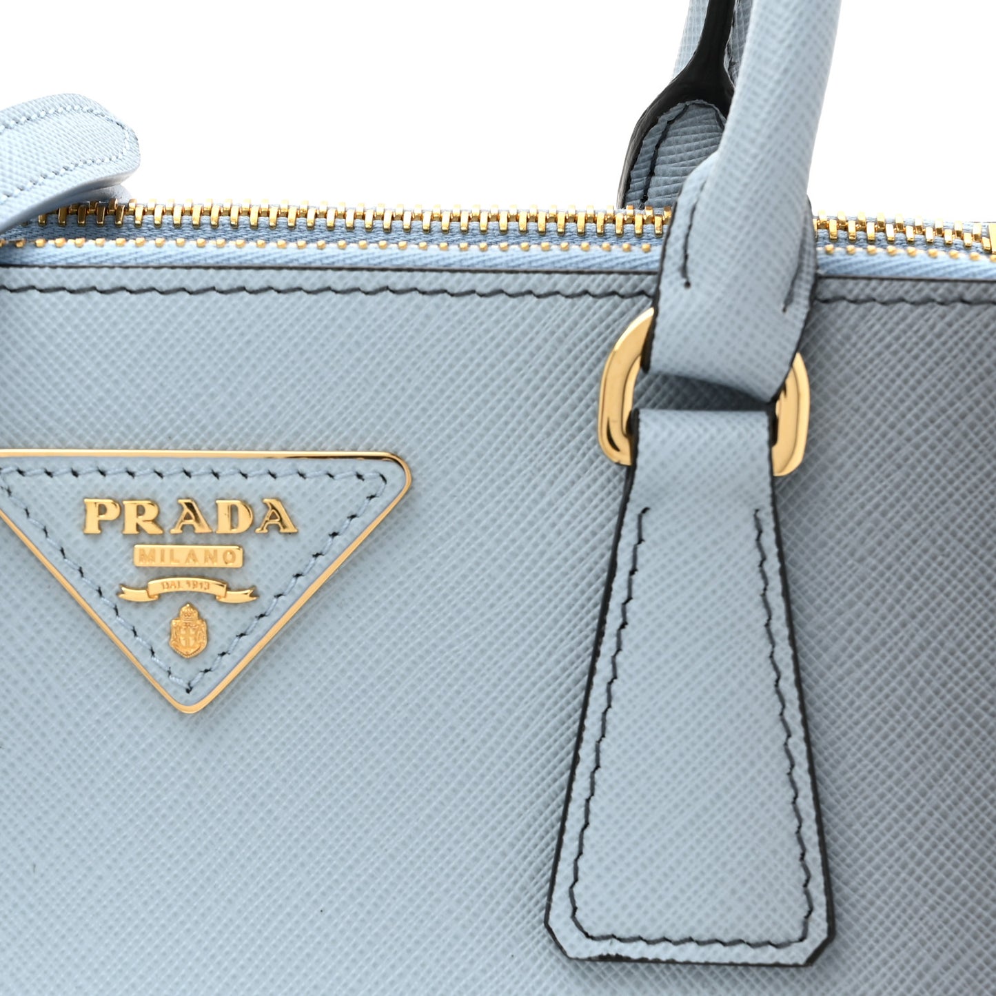 Saffiano Lux Ombre Small Galleria Double Zip Tote Celeste