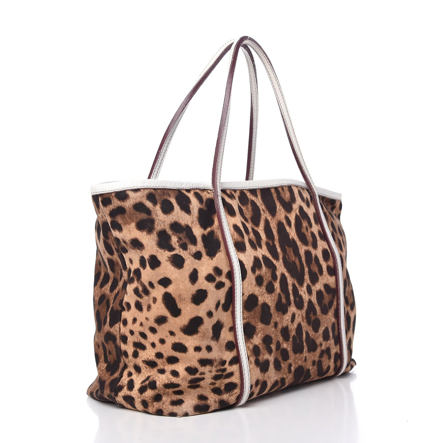 Canvas Leopard Print Medium Tote White
