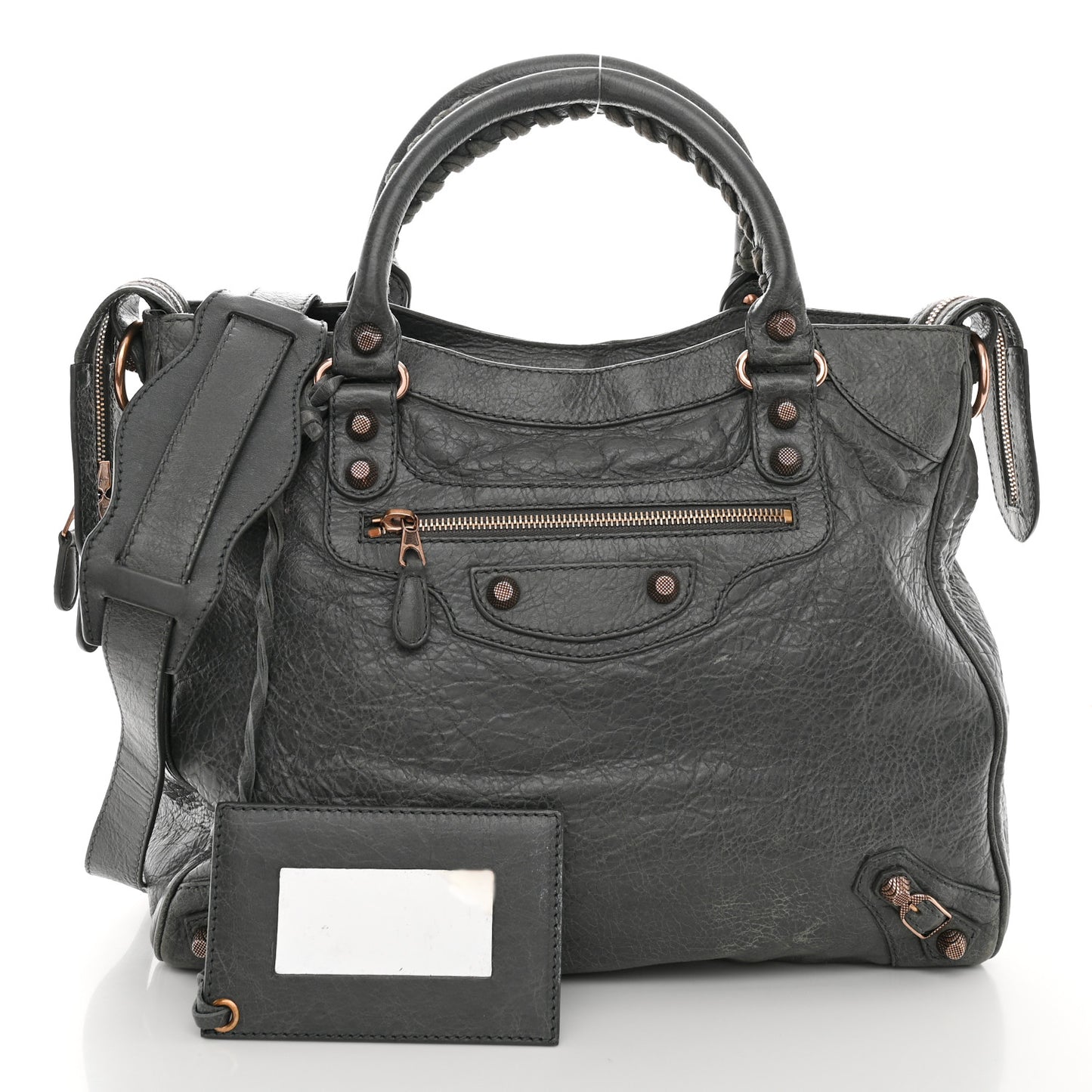 Agneau Giant 12 Rose Gold Hardware Velo Gris Fossile Anthracite