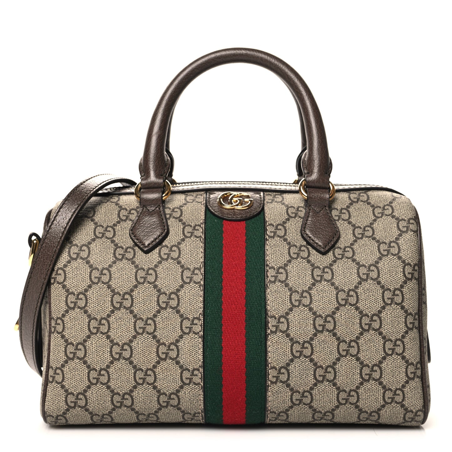 GG Supreme Monogram Web Small Ophidia Top Handle Bag Beige Ebony