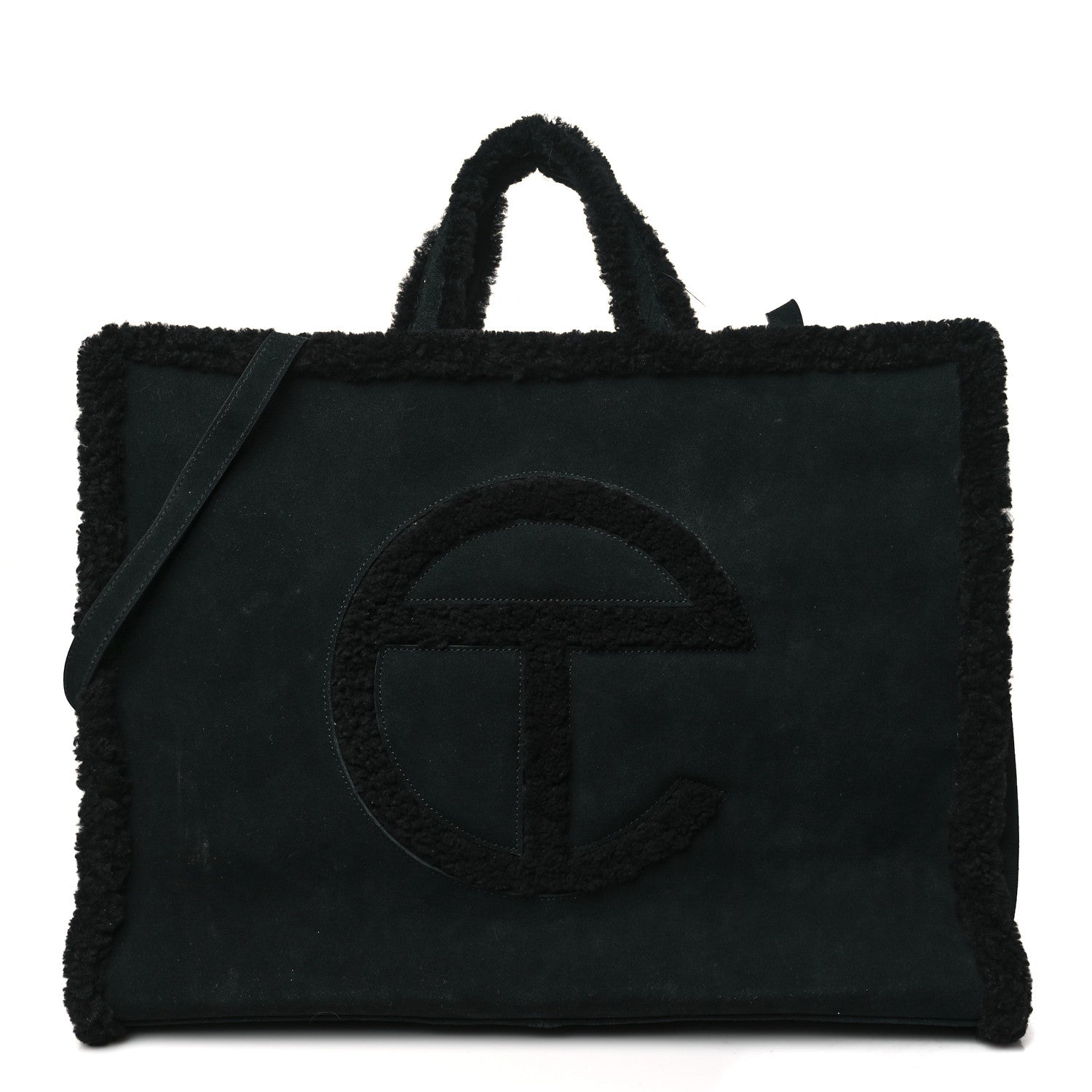 Telfar X UGG Suede Shearling Large Shopping Bag Black 1608171 