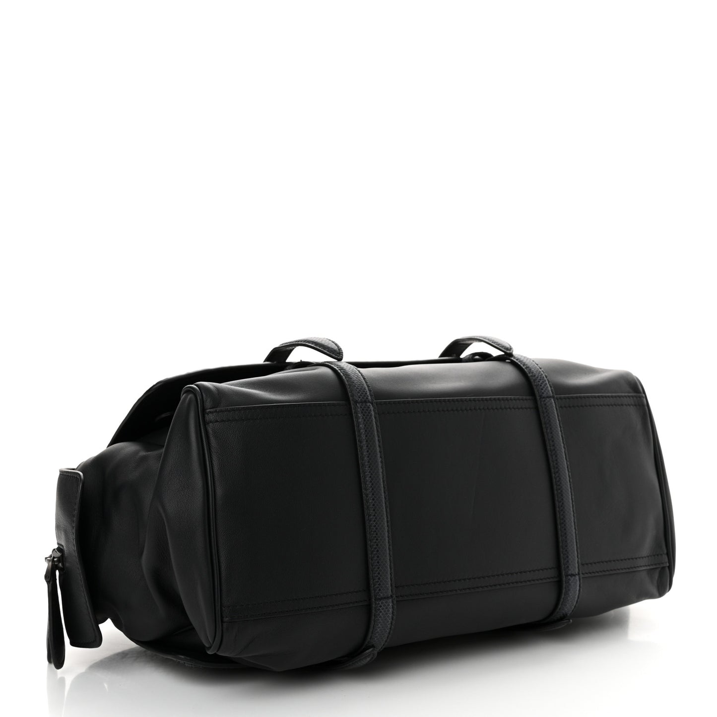 Nappa Snakeskin Intrecciato Medium Monaco Satchel Black