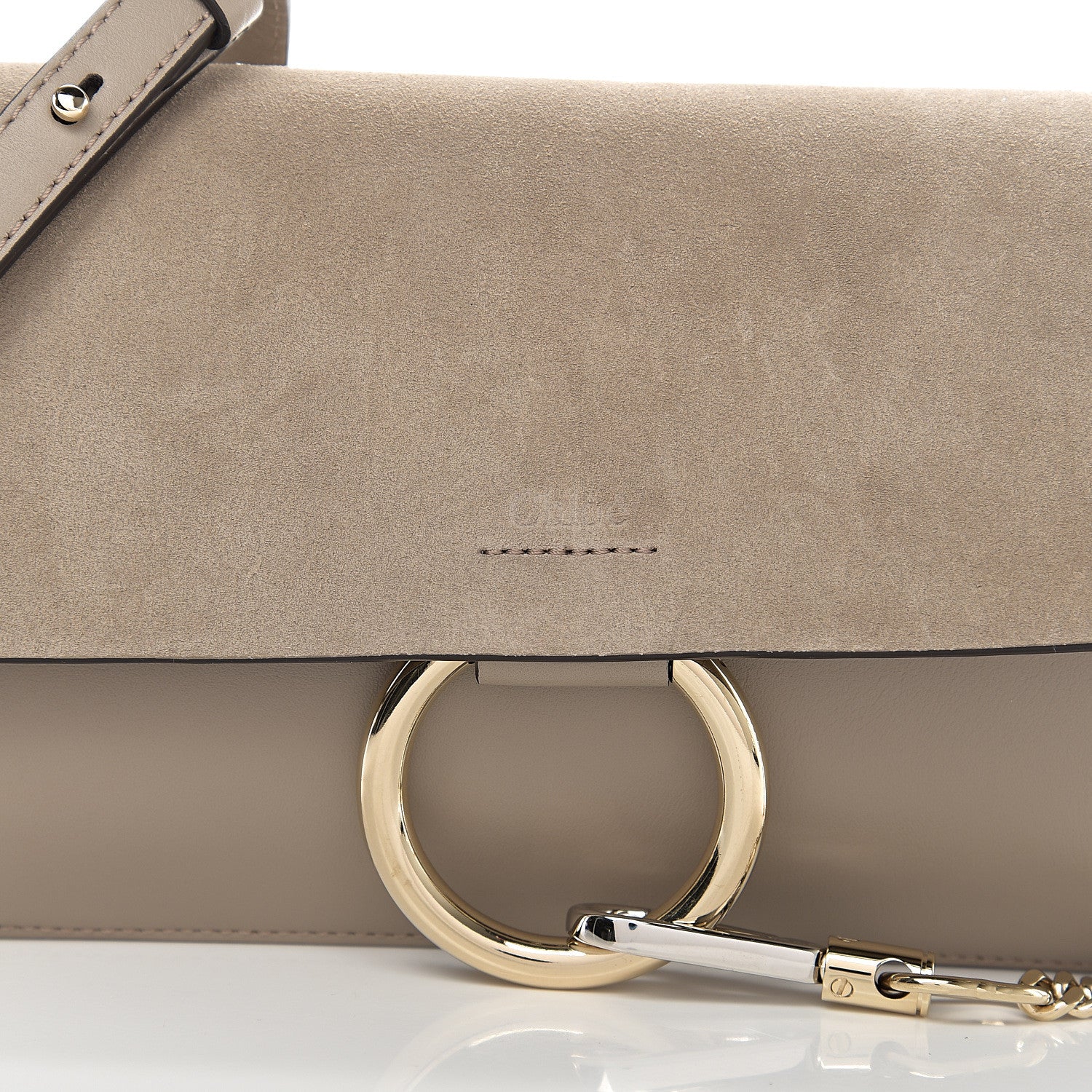 Chloe Suede Calfskin Small Faye Shoulder Bag Motty Grey 8 of 8