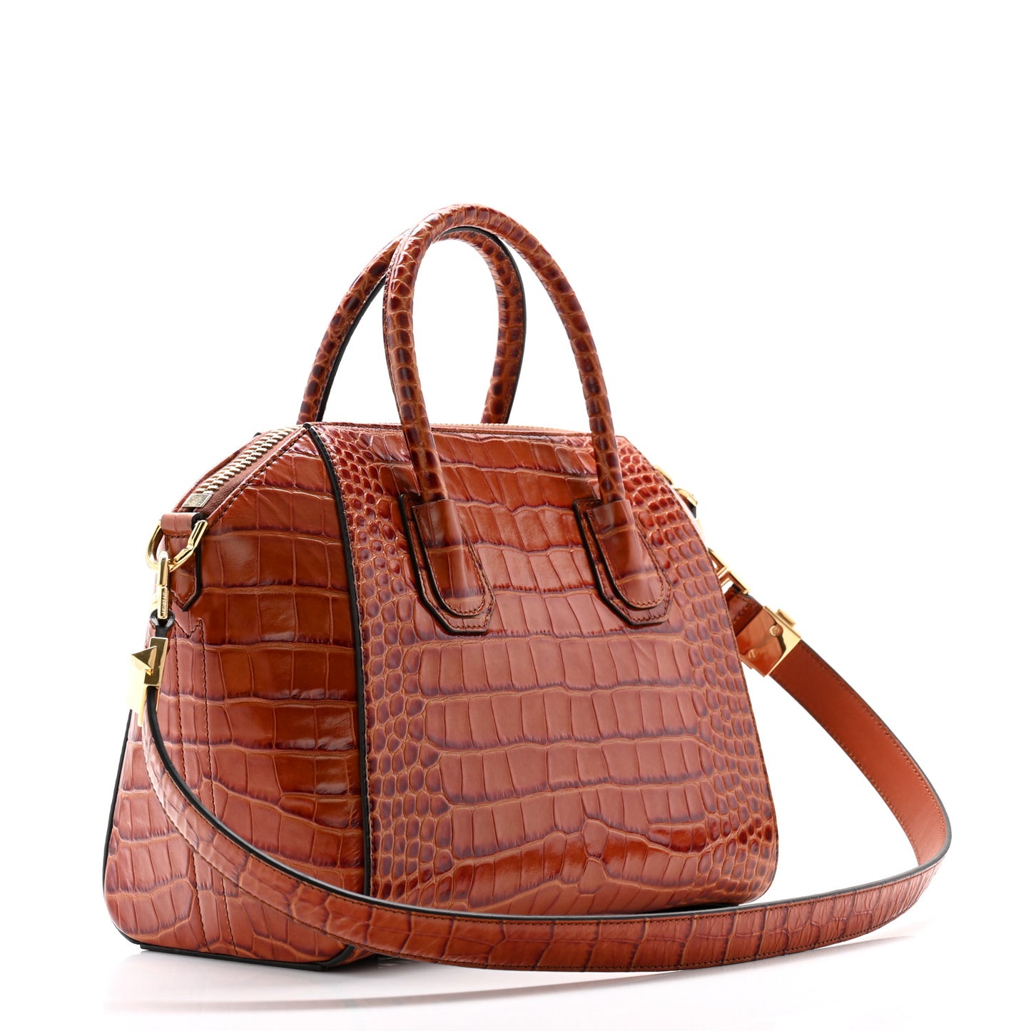 Calfskin Crocodile Embossed Small Antigona Cognac