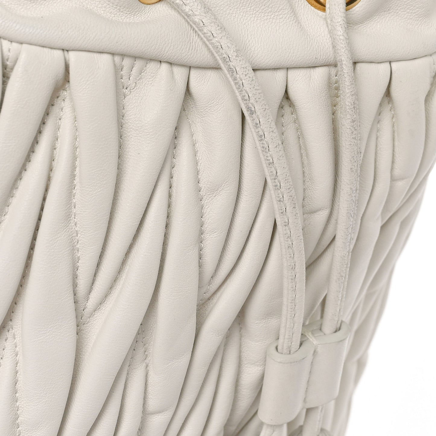 Nappa Matelasse Small Bucket Bag White