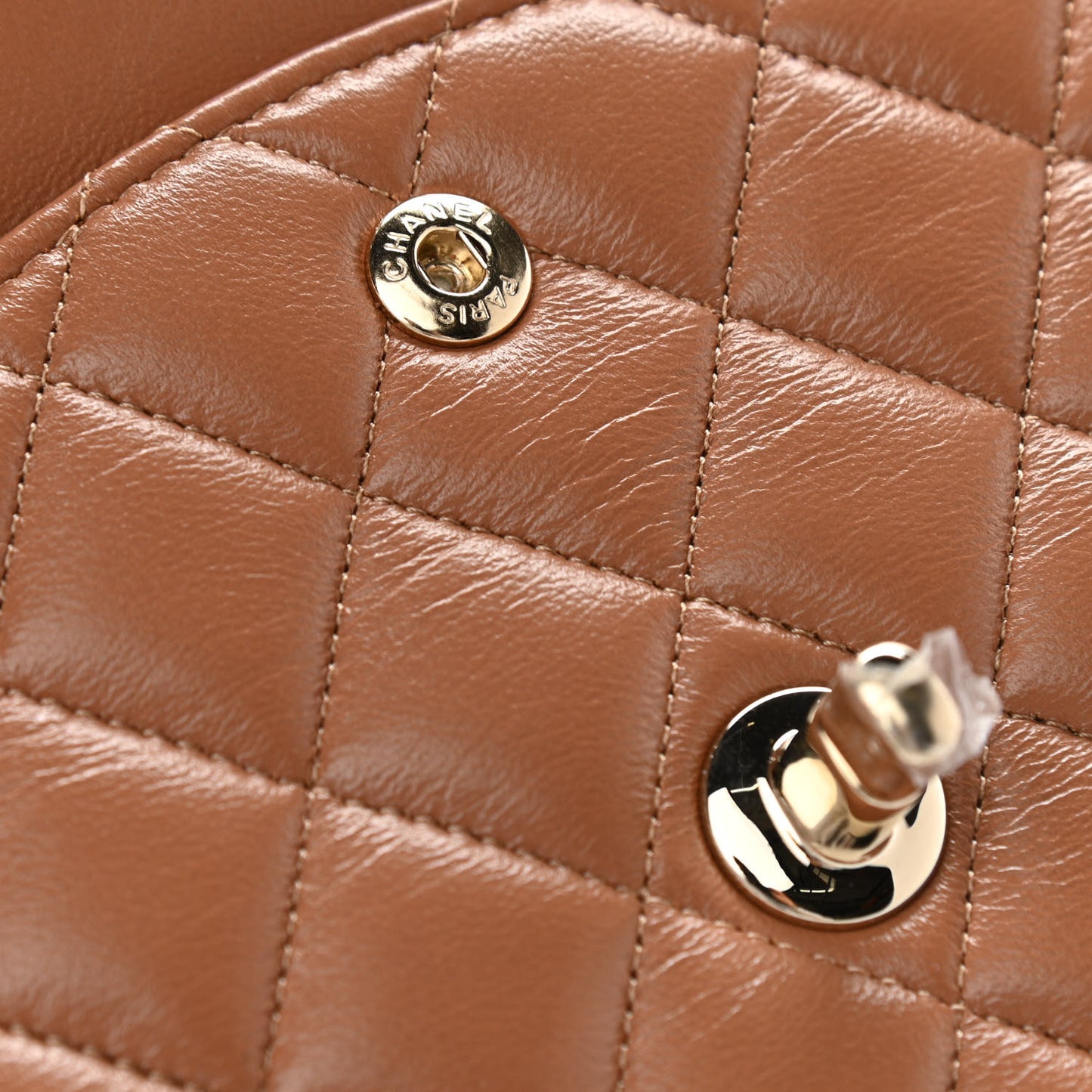 Lambskin Quilted Medium Double Flap Brown