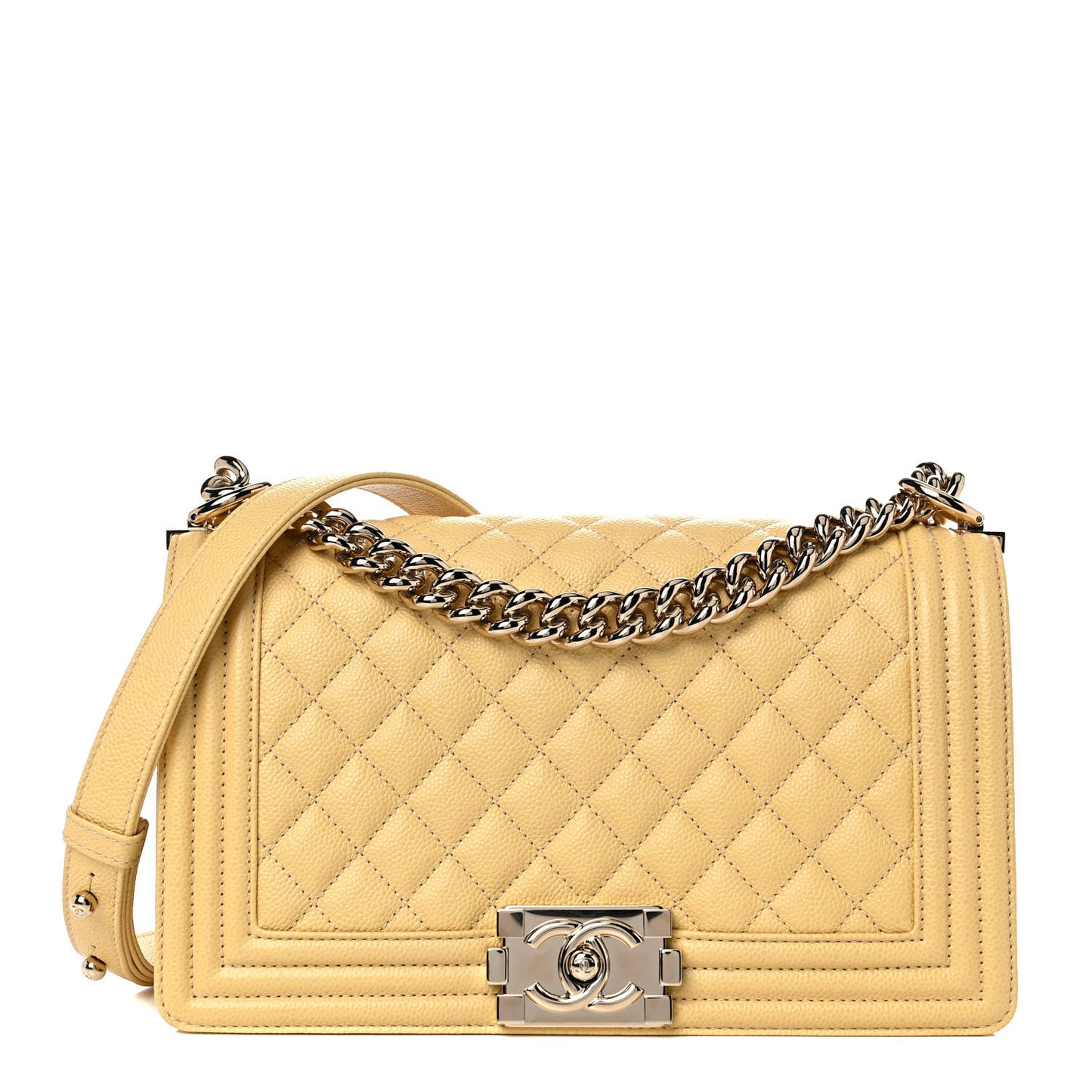 Caviar Quilted Medium Boy Flap Yellow