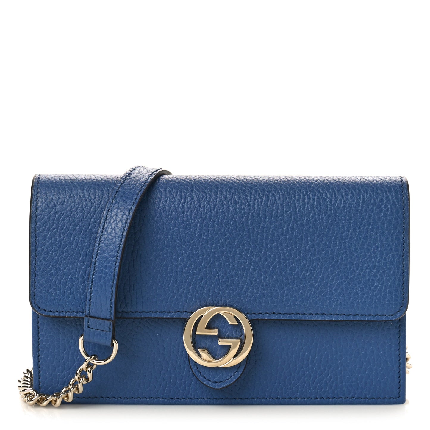 Dollar Calfskin Interlocking G Chain Wallet Caspian
