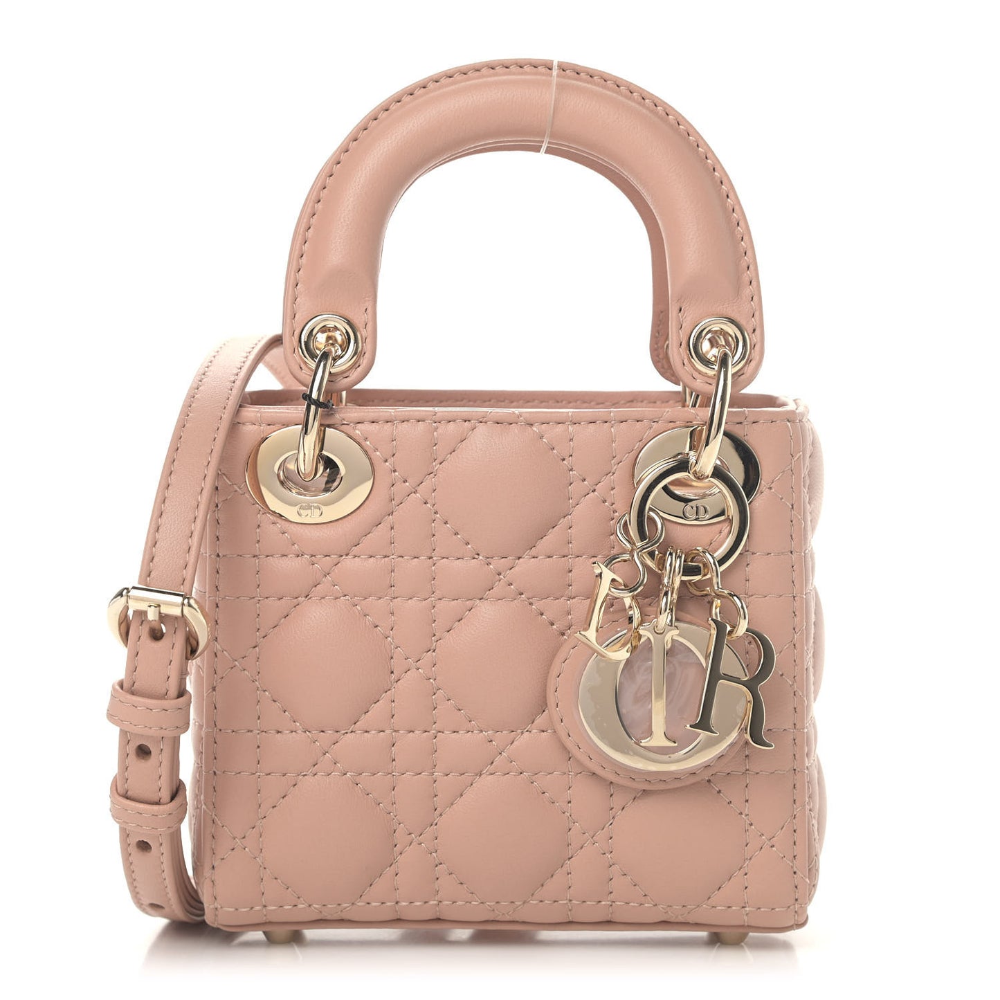 Lambskin Cannage Micro Lady Dior Rose Des Vents