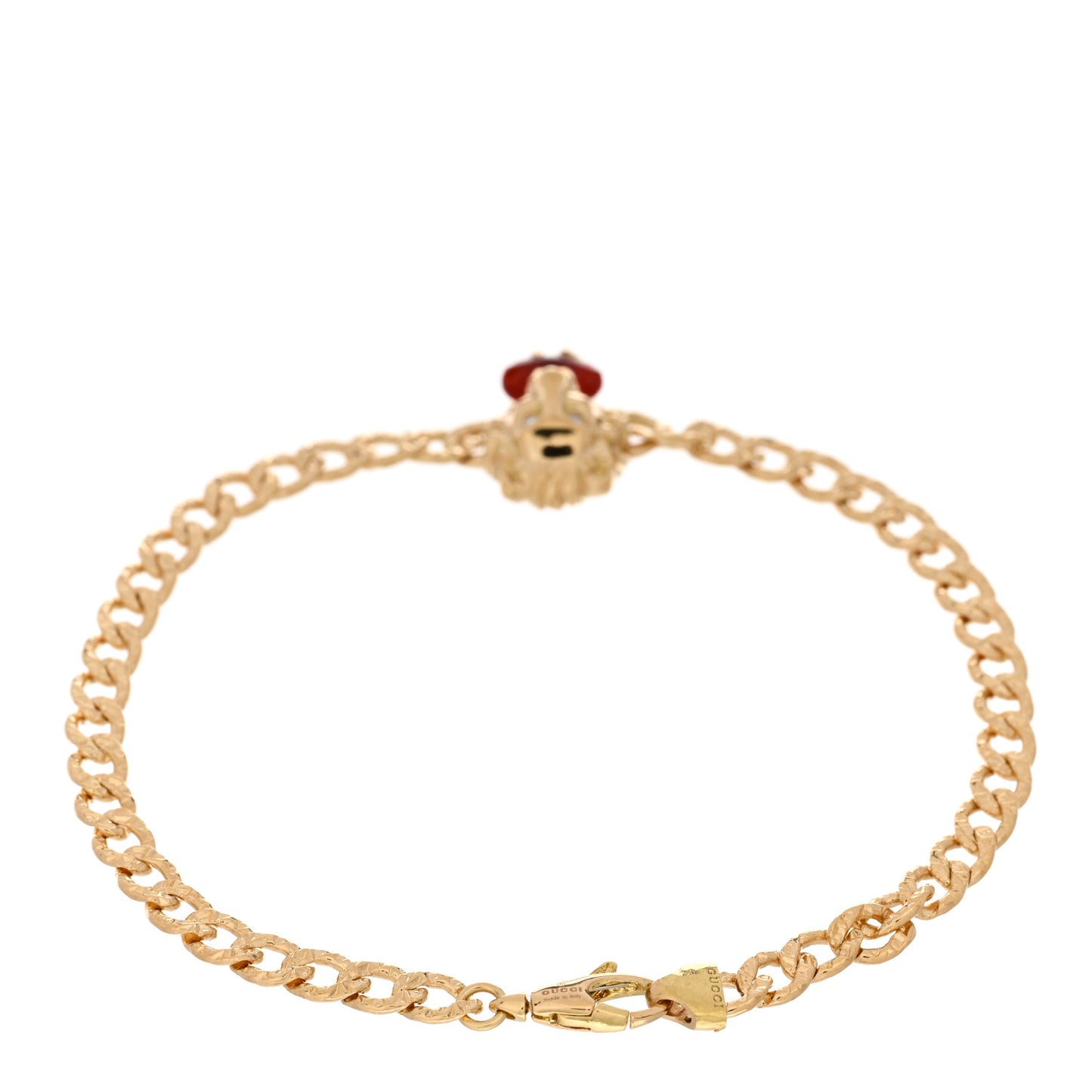 18K Yellow Gold Diamond Fire Opal Lion Head Bracelet