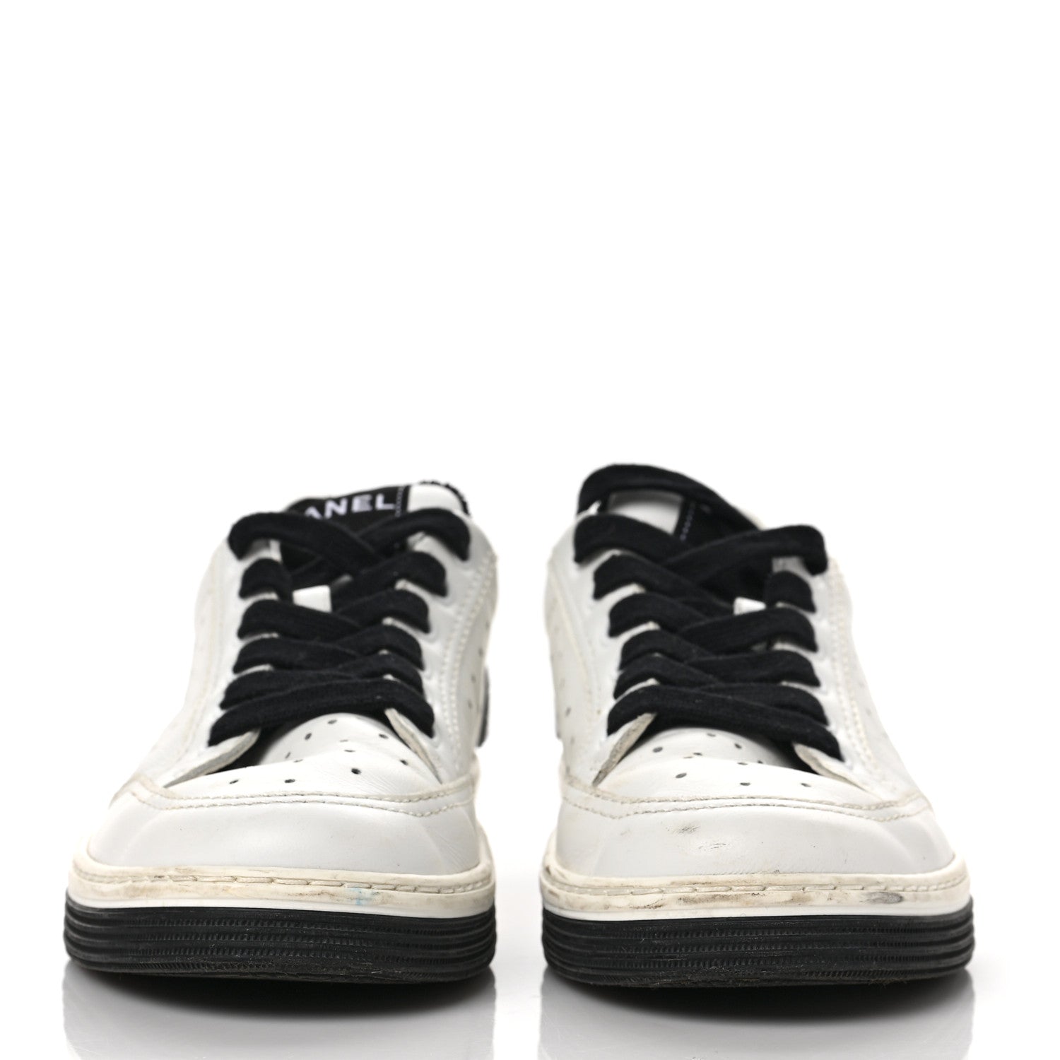 Chanel Calfskin Womens Logo Sneakers 36 Black White 2 of 15