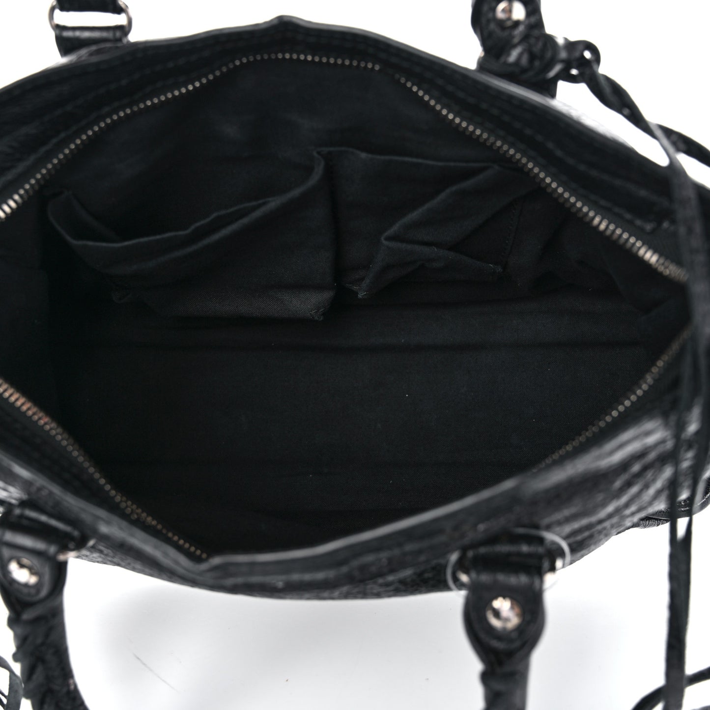 Agneau Classic Silver Hardware S City Logo Strap Black White