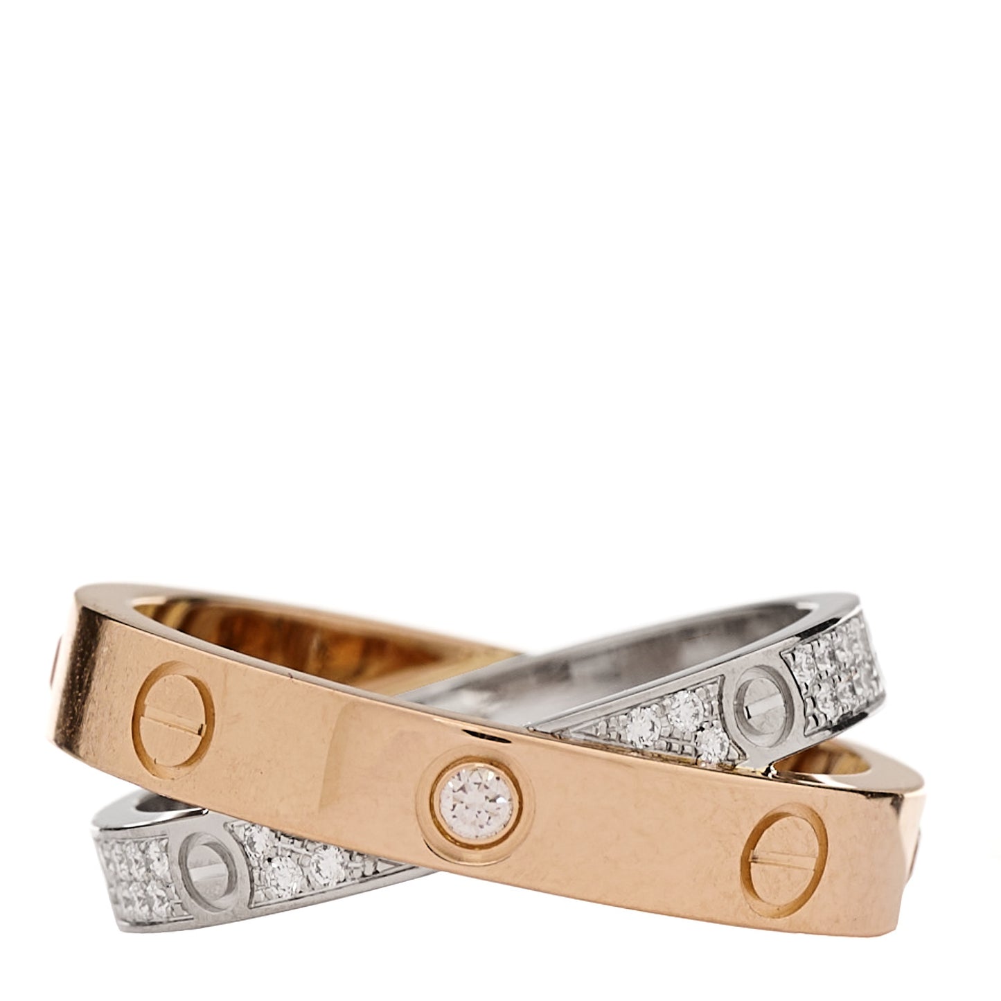 18K Pink White Gold Diamond LOVE Pave Ring 48 4.5