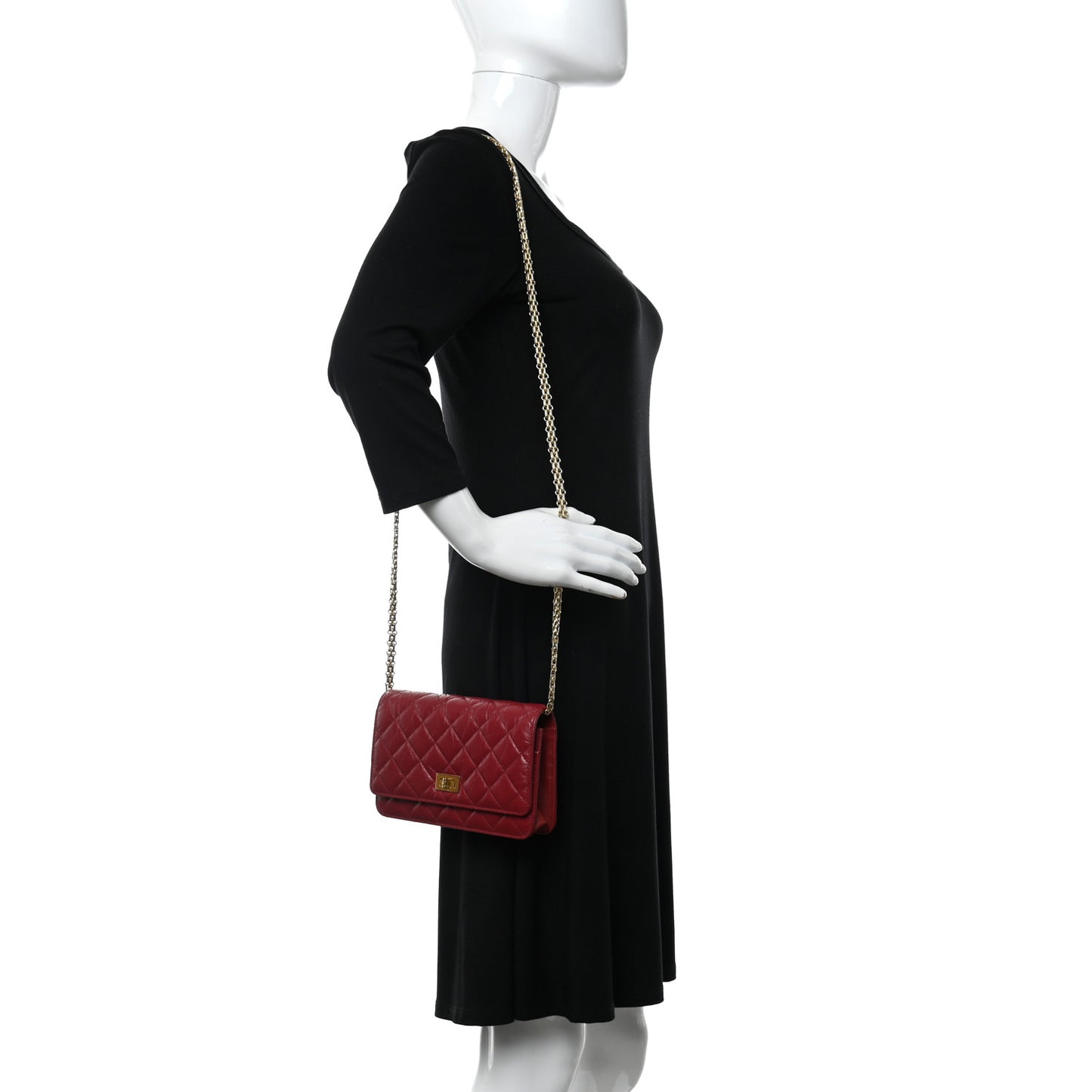 Aged Calfskin Quilted Reissue Wallet On Chain WOC Red