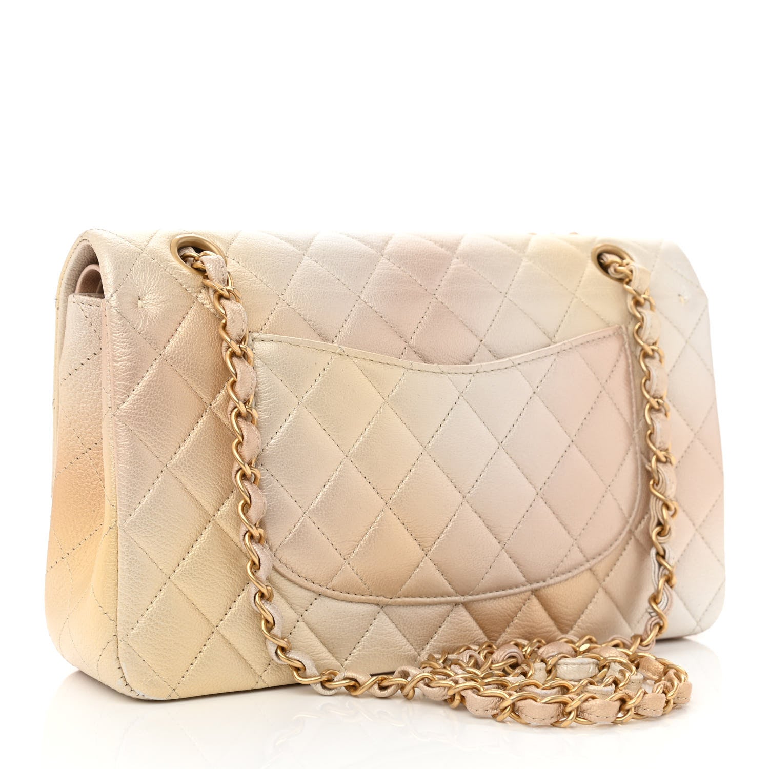 Chanel Metallic Goatskin Quilted Ombre Medium Double Flap Gold 3 of 12