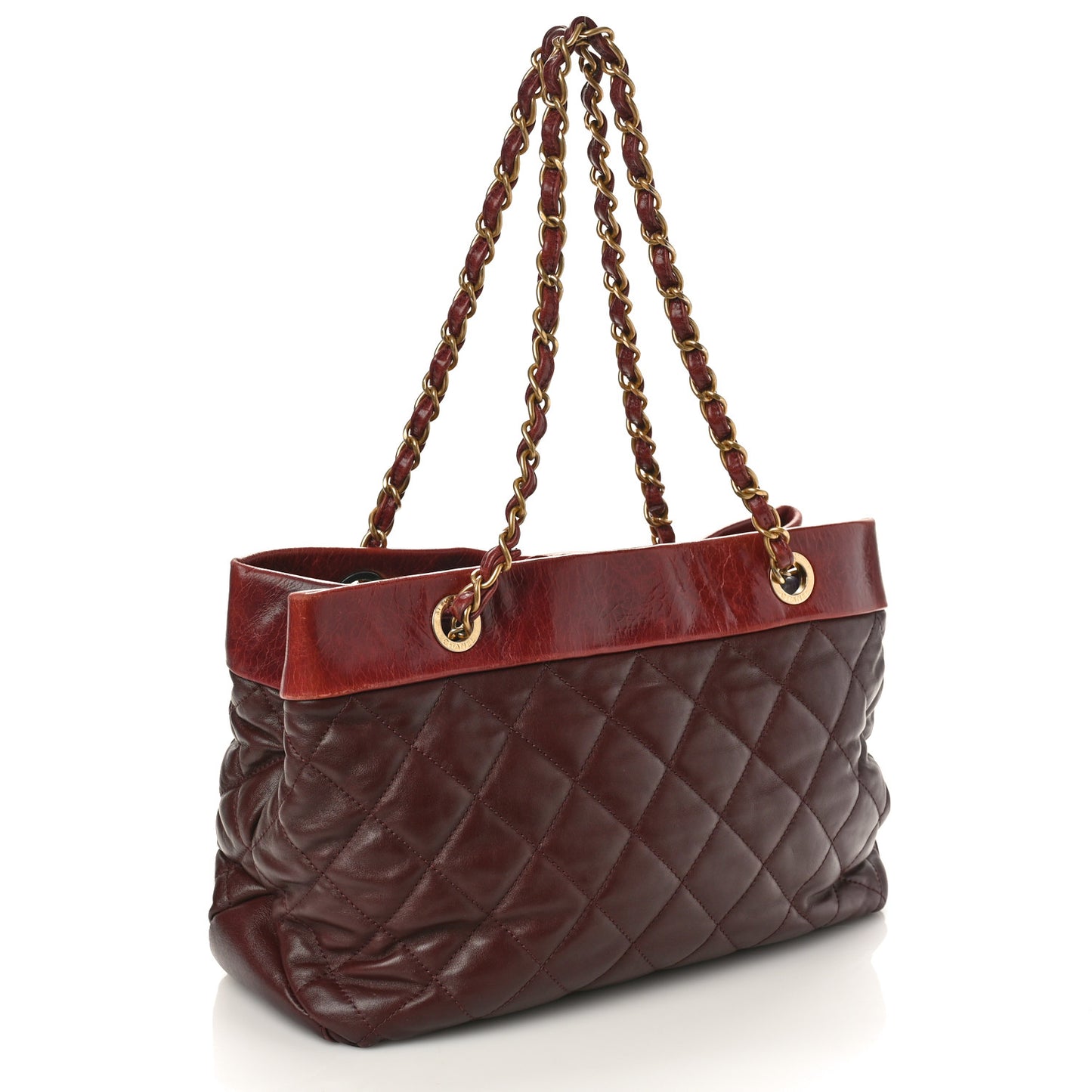 Calfskin Quilted Medium Soft Elegance Tote Burgundy