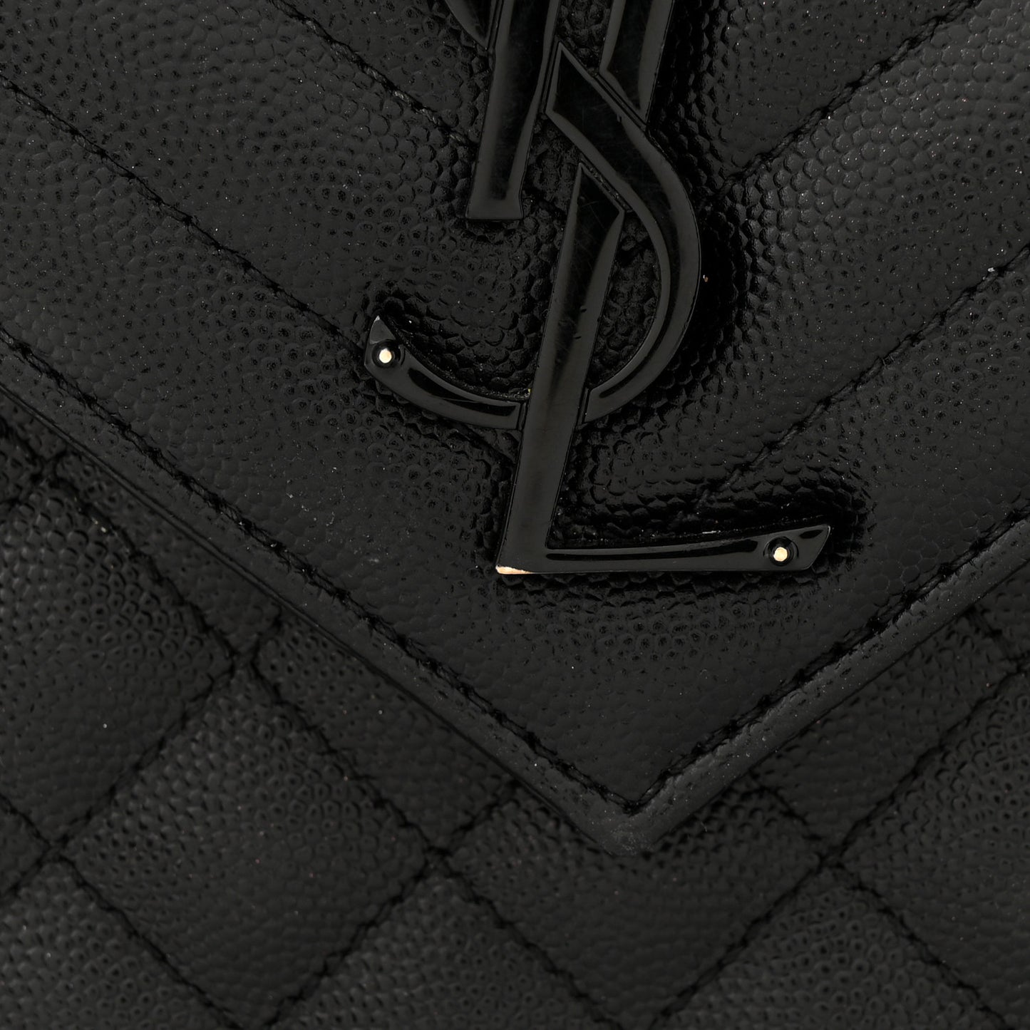 Grain De Poudre Textured Mixed Matelasse Large Triquilt Monogram Monochrome Satchel Black