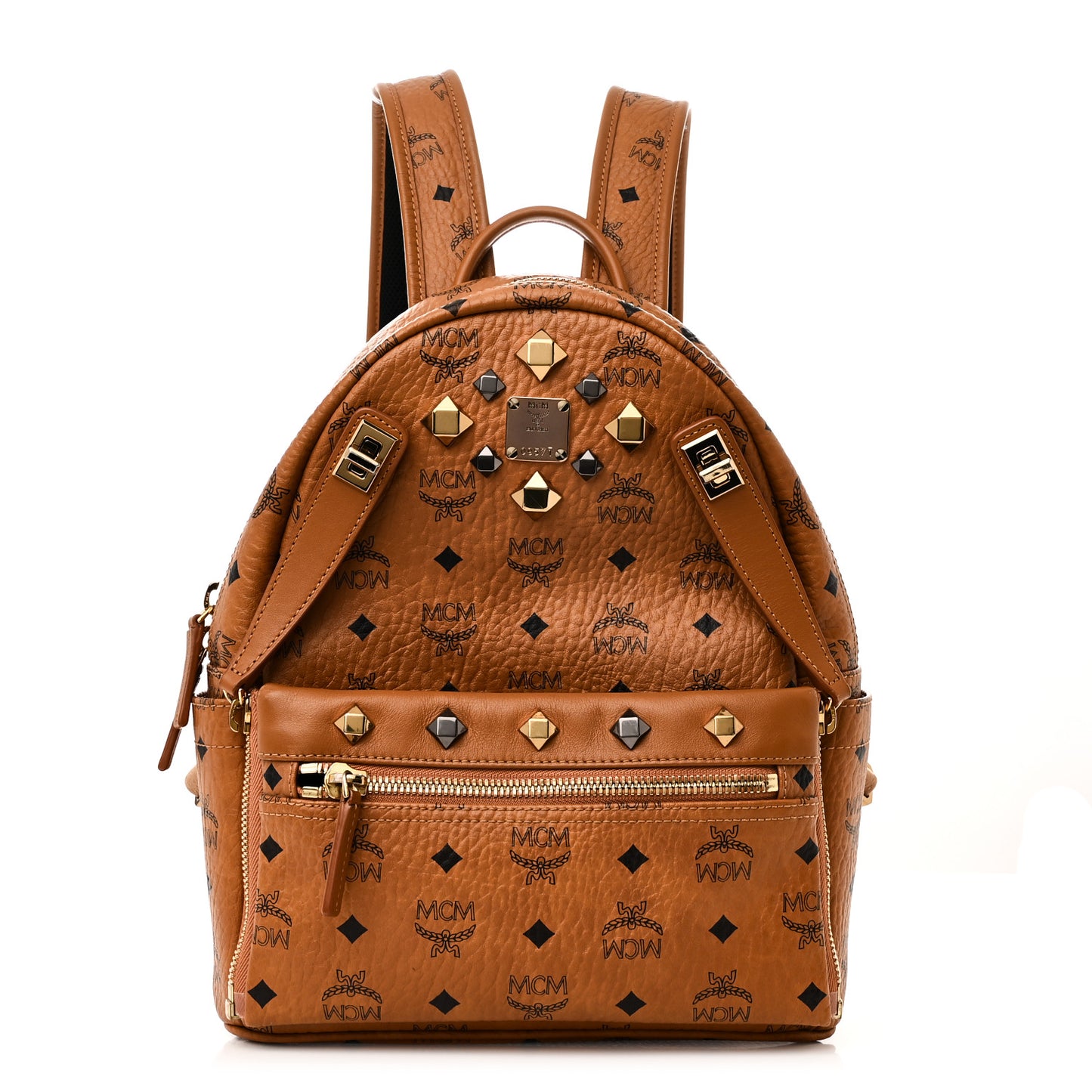 Visetos Studded Medium Dual Stark Backpack Cognac