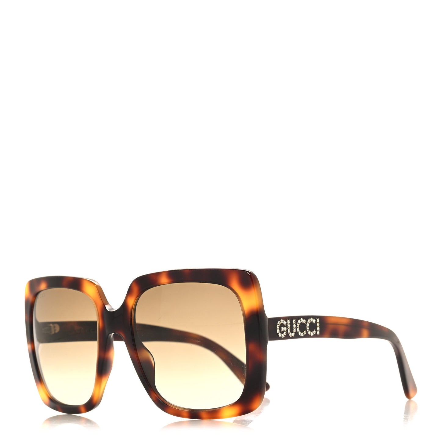Acetate Square Frame Crystal Sunglasses GG 0418S Tortoiseshell