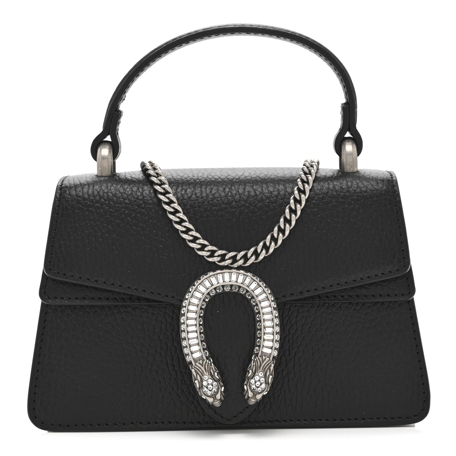 Gucci Dollar Calfskin Crystal Mini Dionysus Top Handle Bag Black