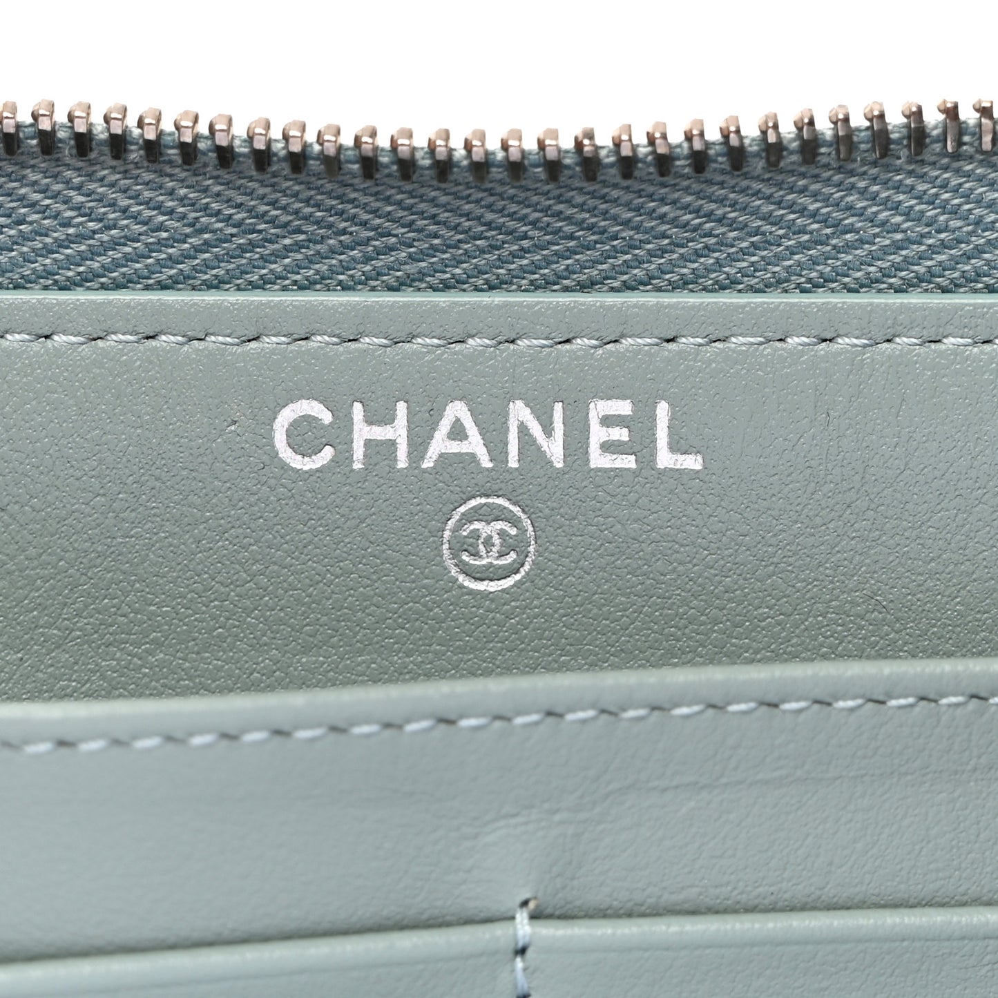 Caviar Quilted Large Gusset Zip Around Wallet Light Blue