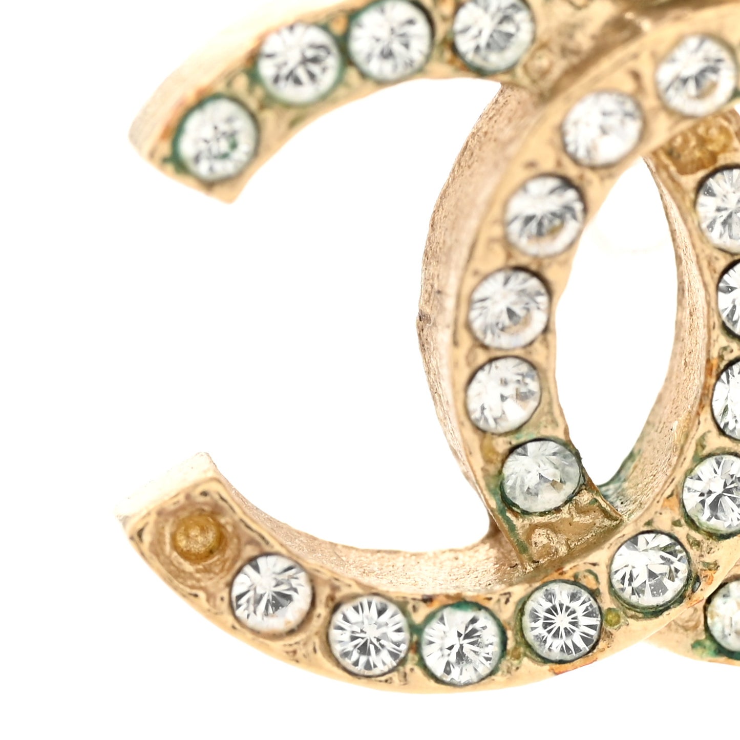 Crystal CC Drop Earrings Gold
