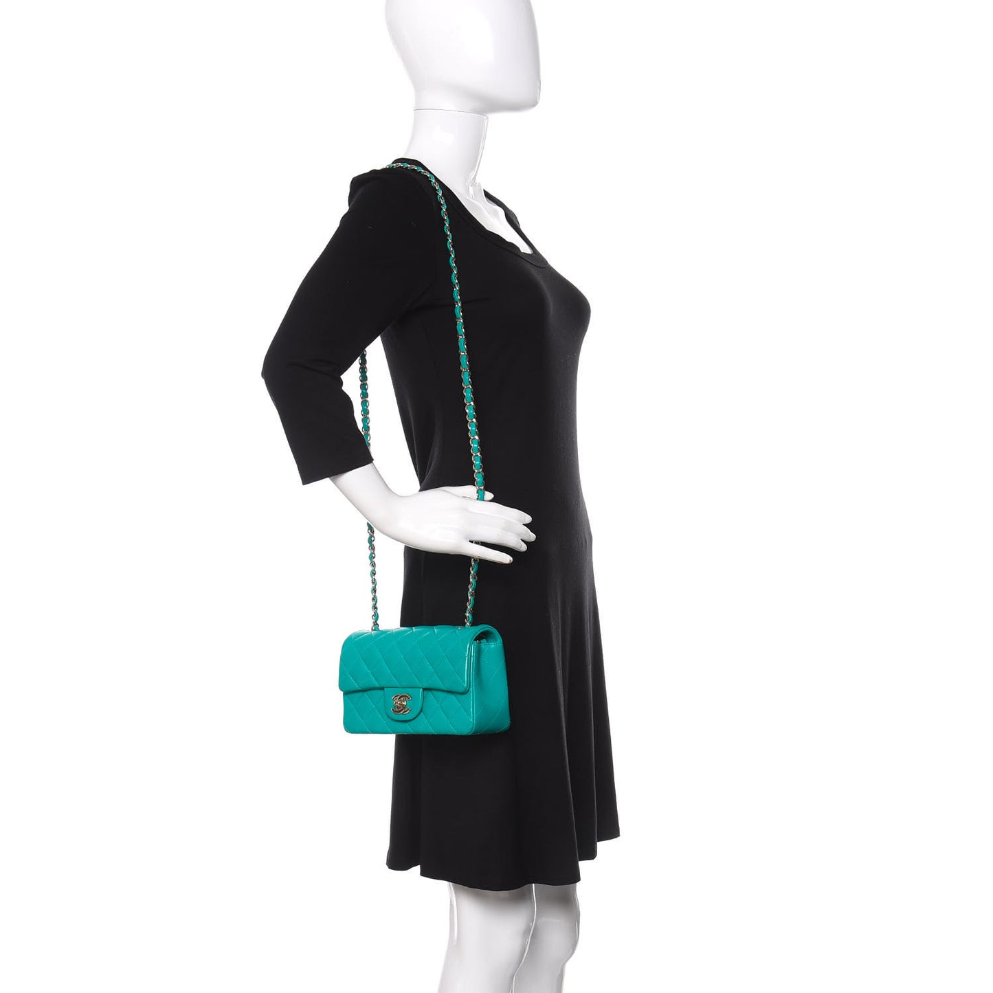 Lambskin Quilted Mini Rectangular Flap Green