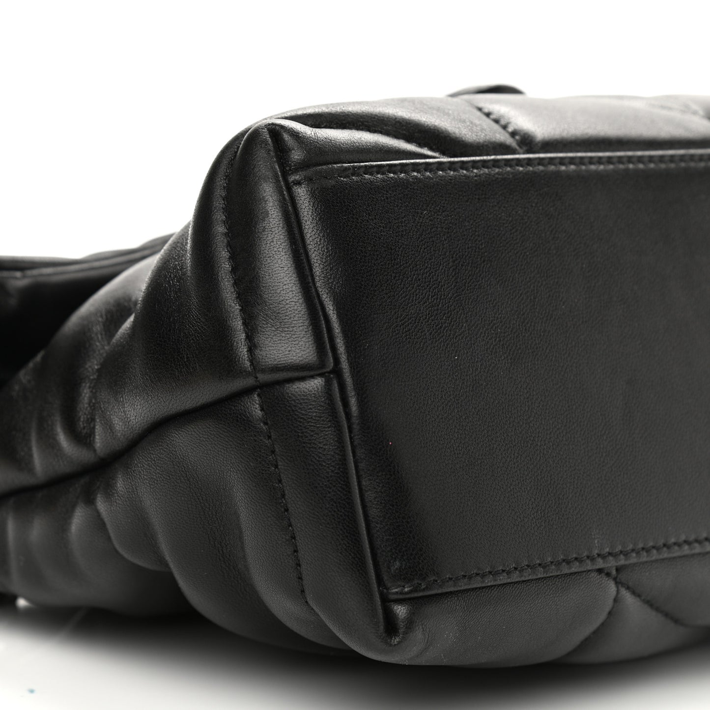 Lambskin Quilted Small Loulou Puffer Monogram Chain Satchel Black