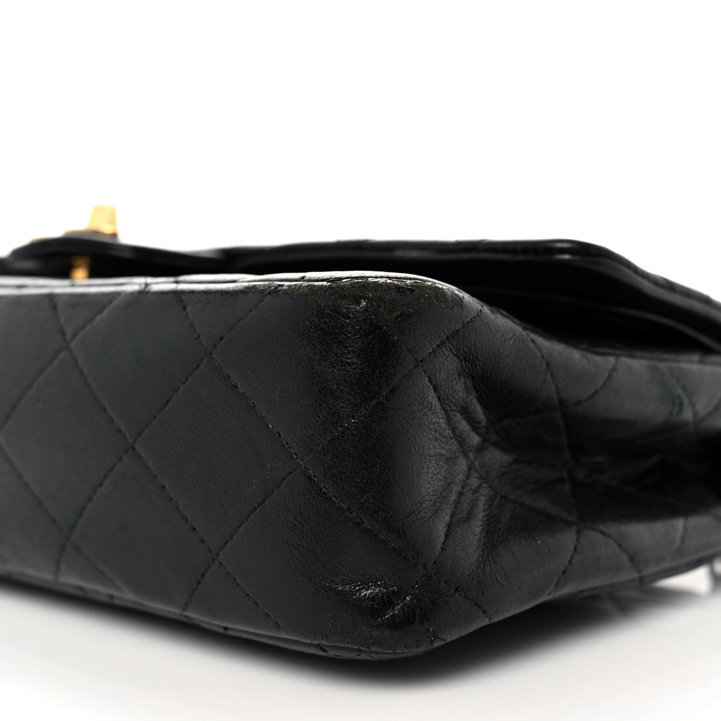 Lambskin Quilted Medium Double Flap Black