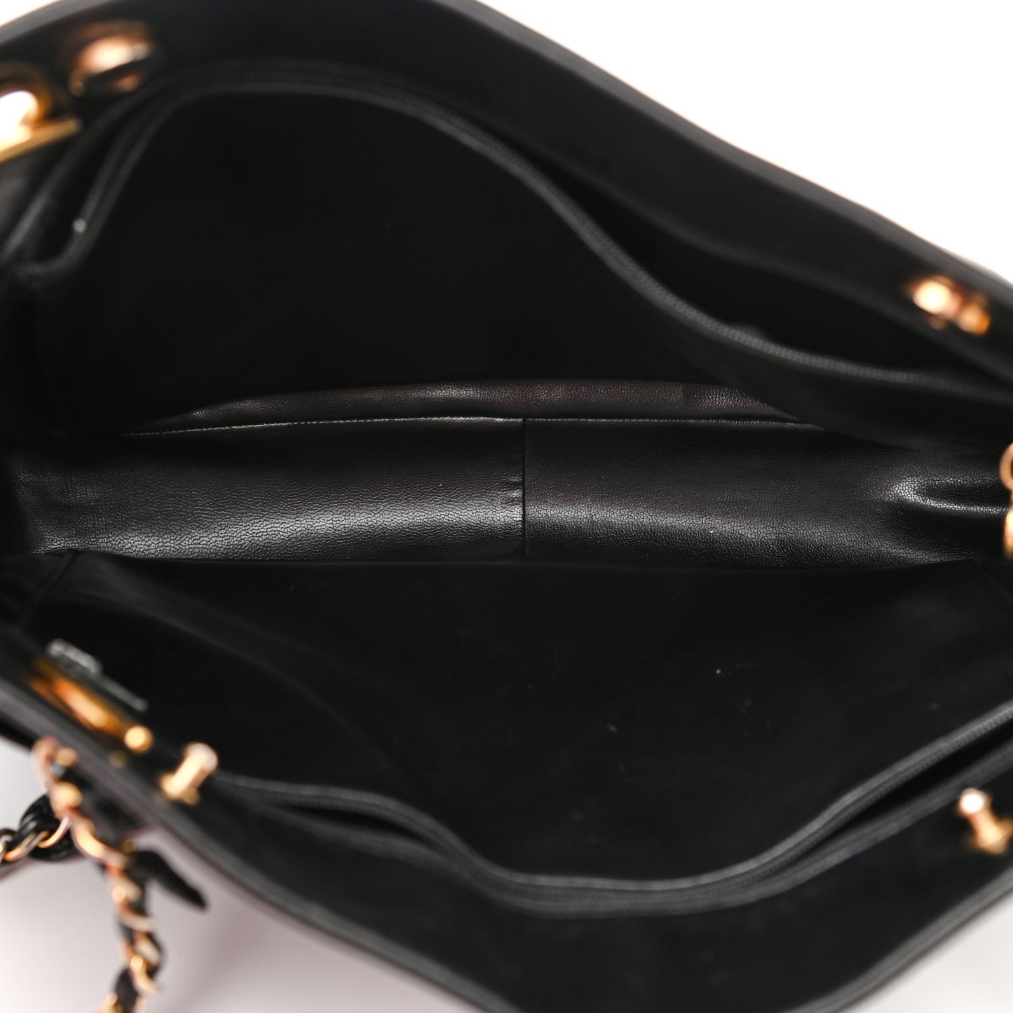Lambskin Quilted Shopping Tote Black