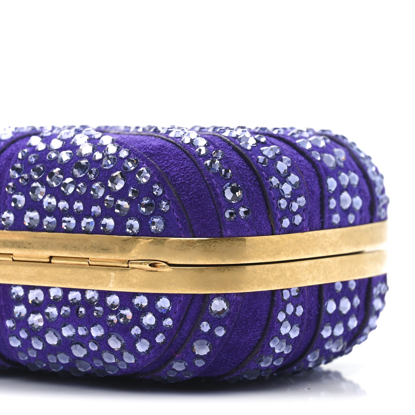 Suede Crystal Britannia Skull Box Clutch Purple