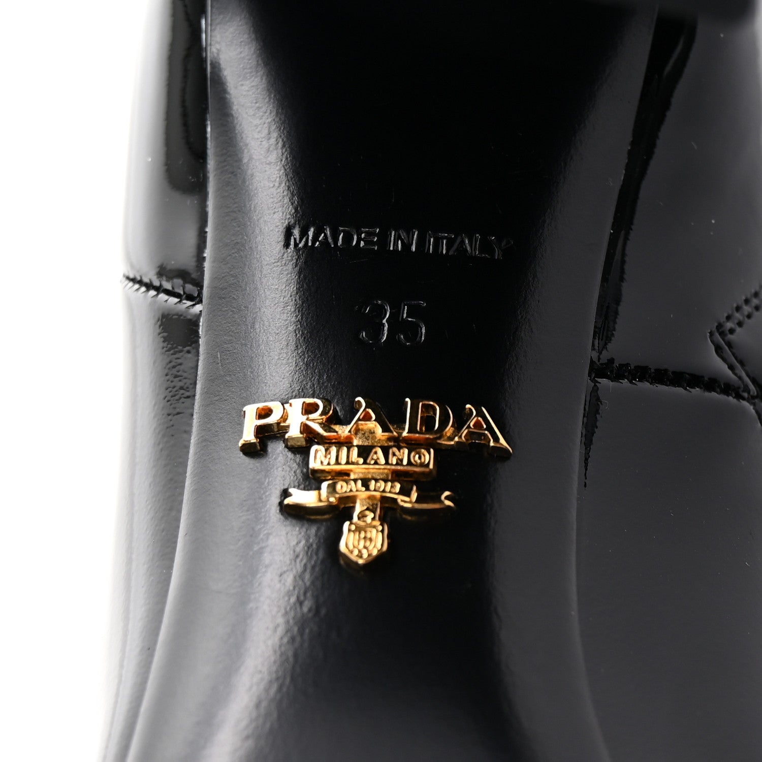 Prada Vernice Square Ankle Boots 35 Black 7 of 8