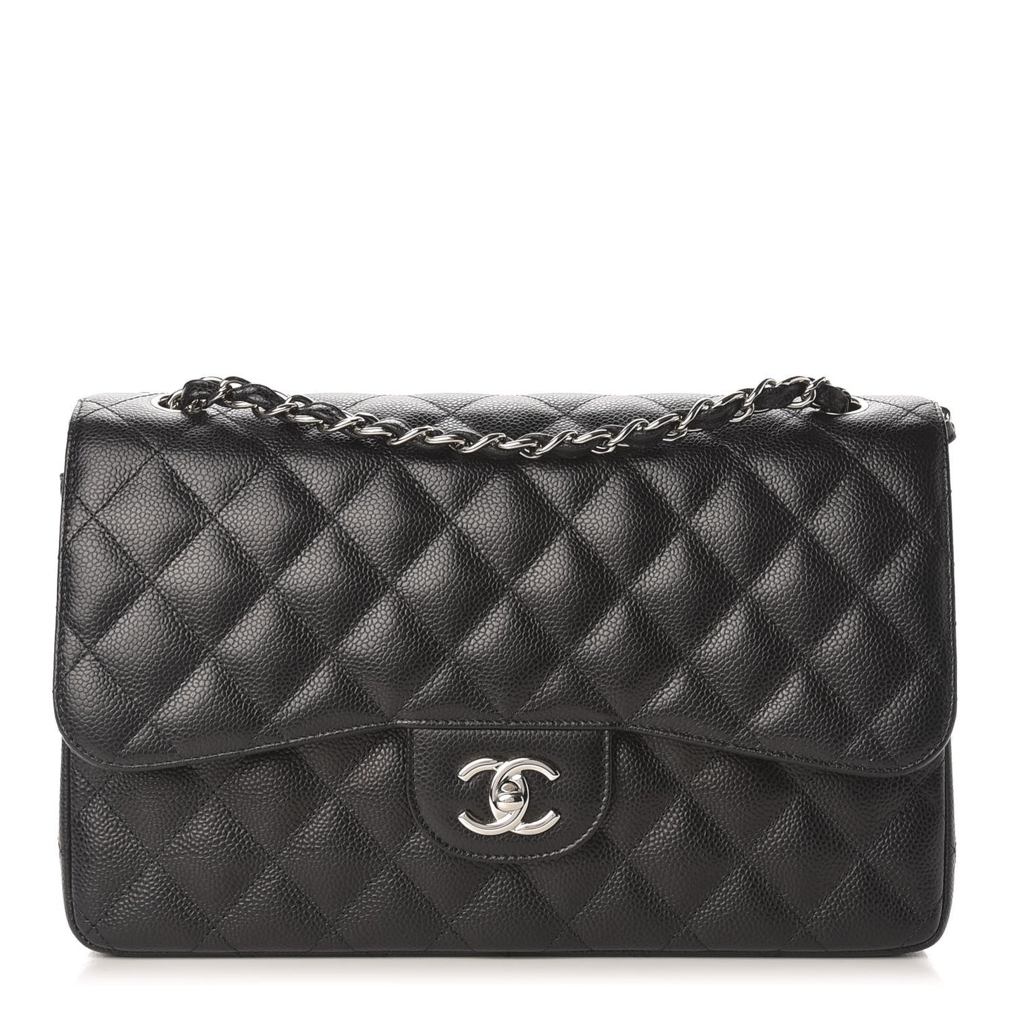 Caviar Quilted Jumbo Double Flap Black