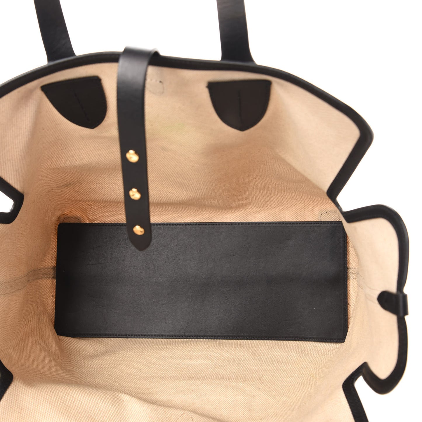 Cotton Soft Canvas Calfskin Medium Belt Tote Natural Black