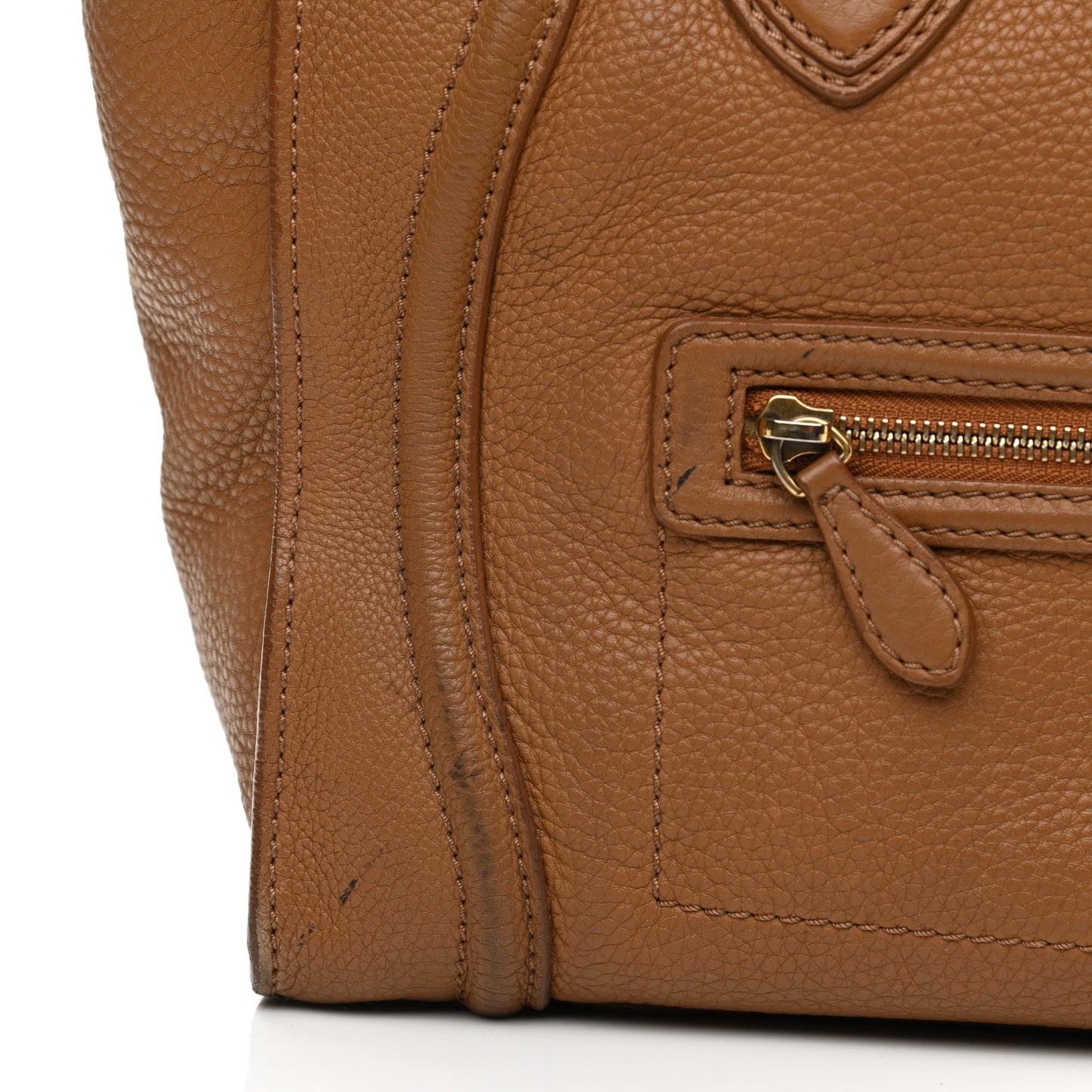Drummed Calfskin Mini Luggage Camel