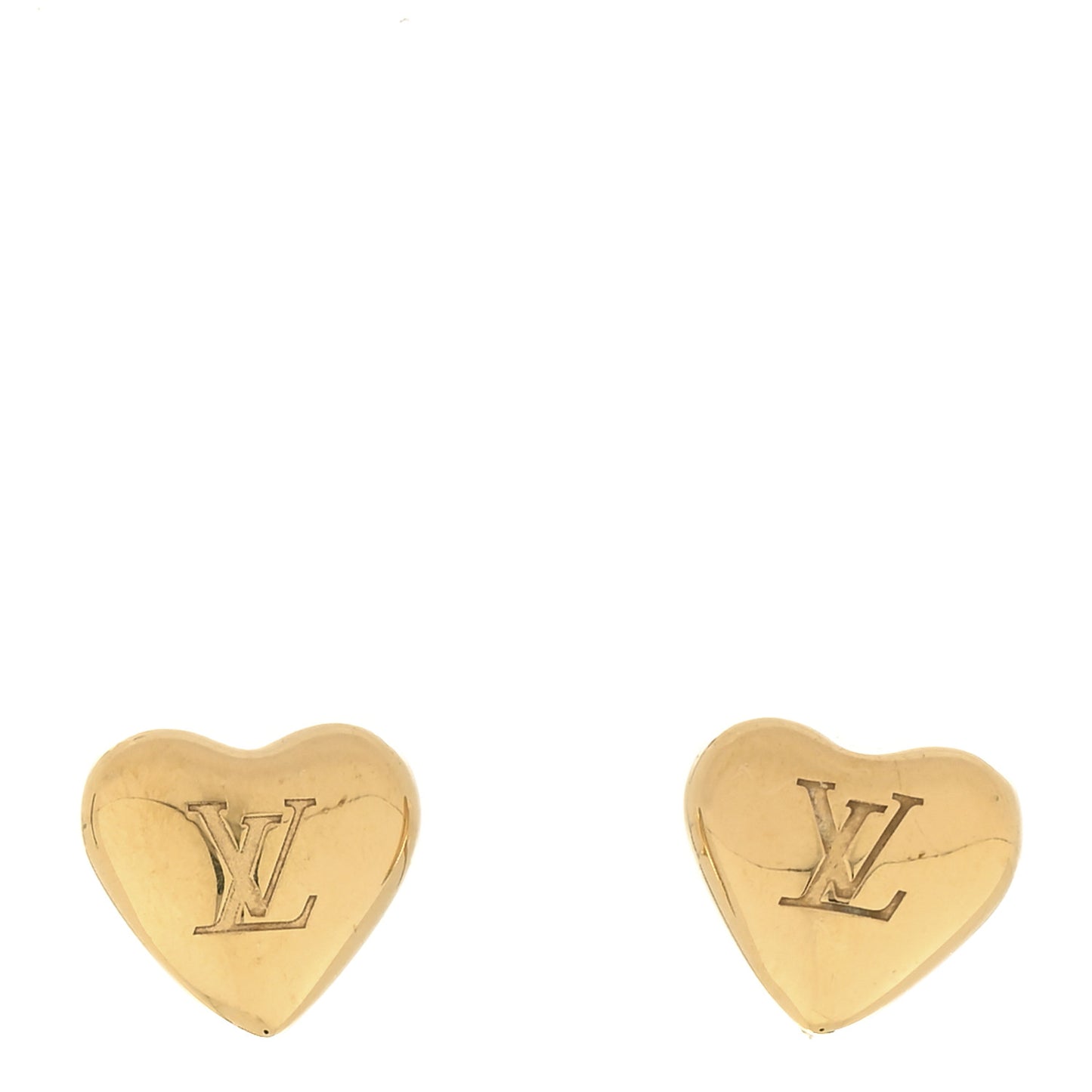 Metal LV Heart Stud Earrings Gold