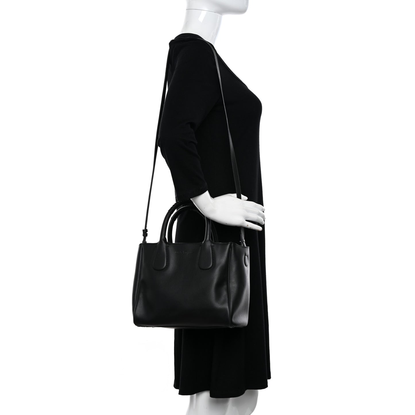 Calfskin Double Handle Small Nolita Satchel Black